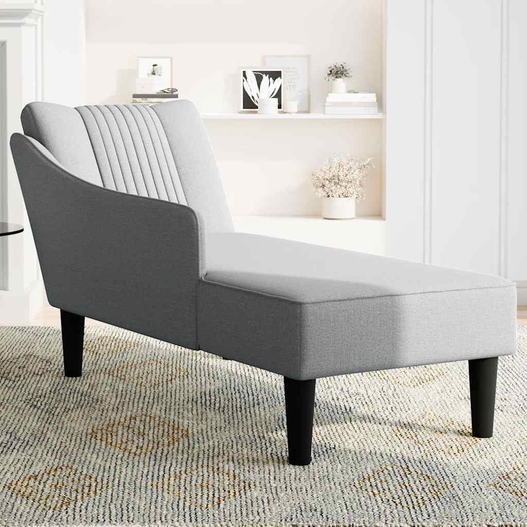 Voir la diapositive 3 : VIDAXL Fauteuil long avec accoudoir droit gris clair tissu