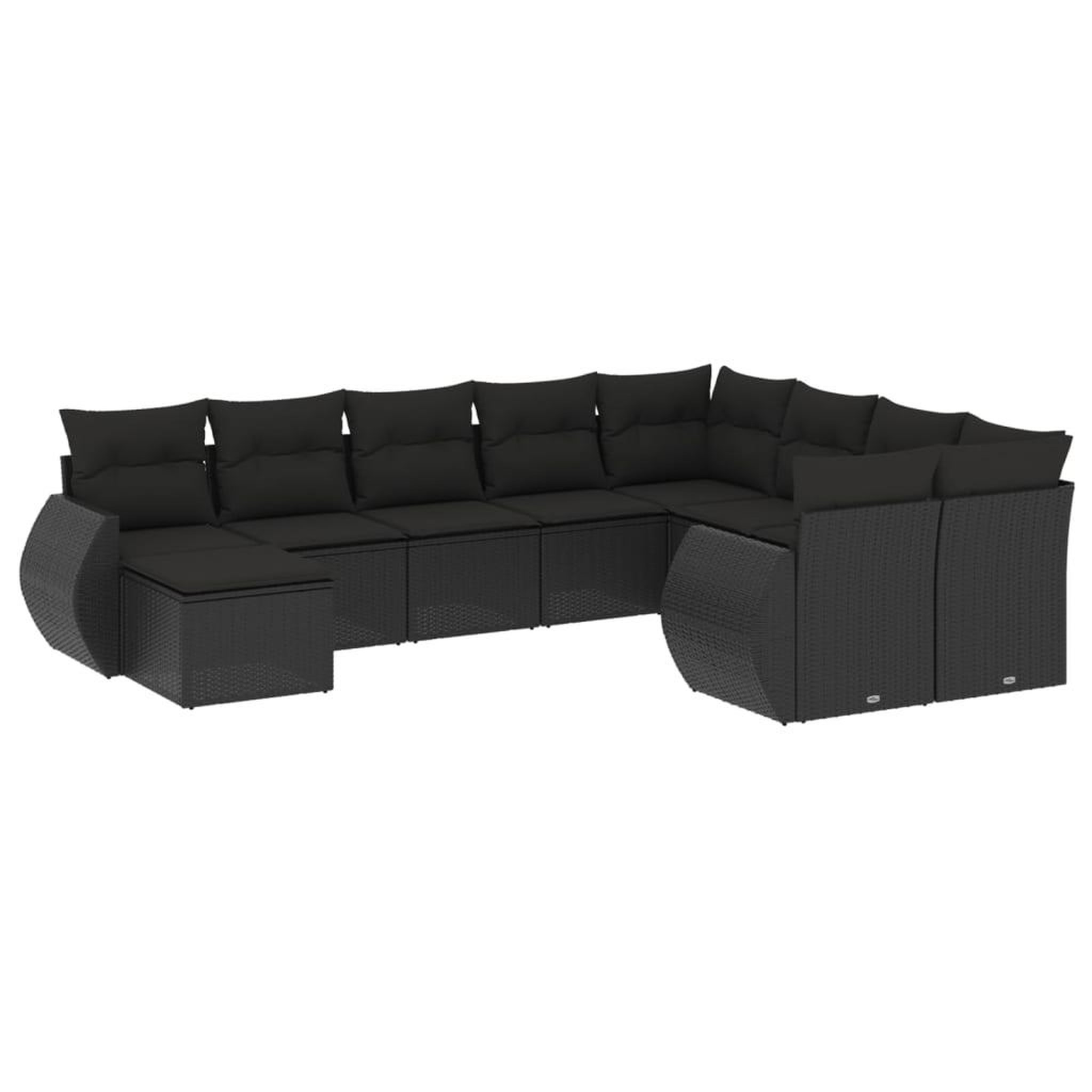 Voir la diapositive 2 : VIDAXL Salon de jardin 10 pcs avec coussins noir resine tressee
