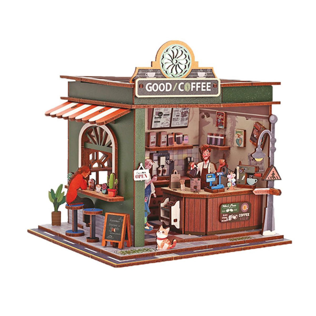 Graine créative Vitrine bois 3D - Coffee shop