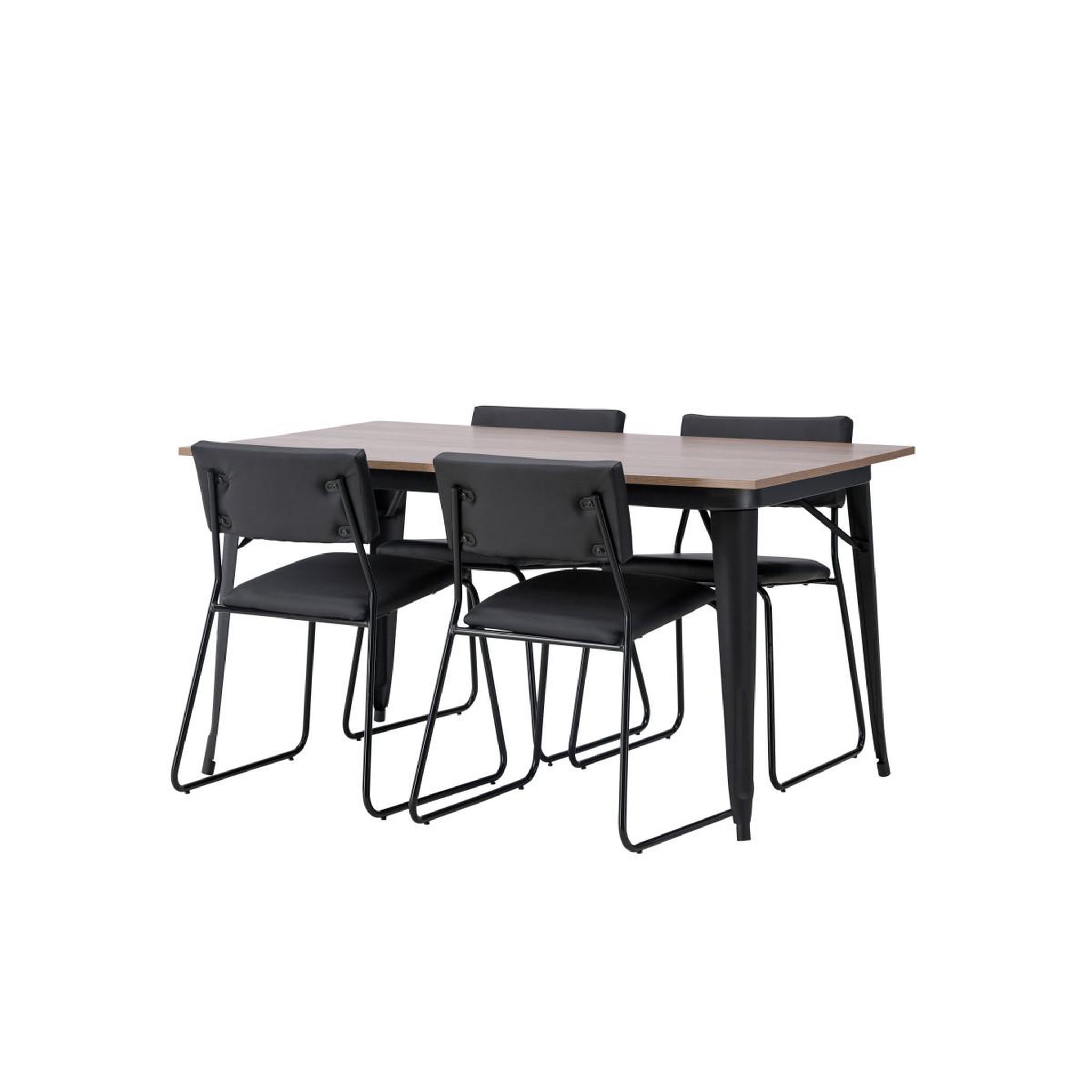 Voir la diapositive 3 : Paris Prix Ensemble table à manger & 4 chaises  tempe & kenth  140cm naturel & noir