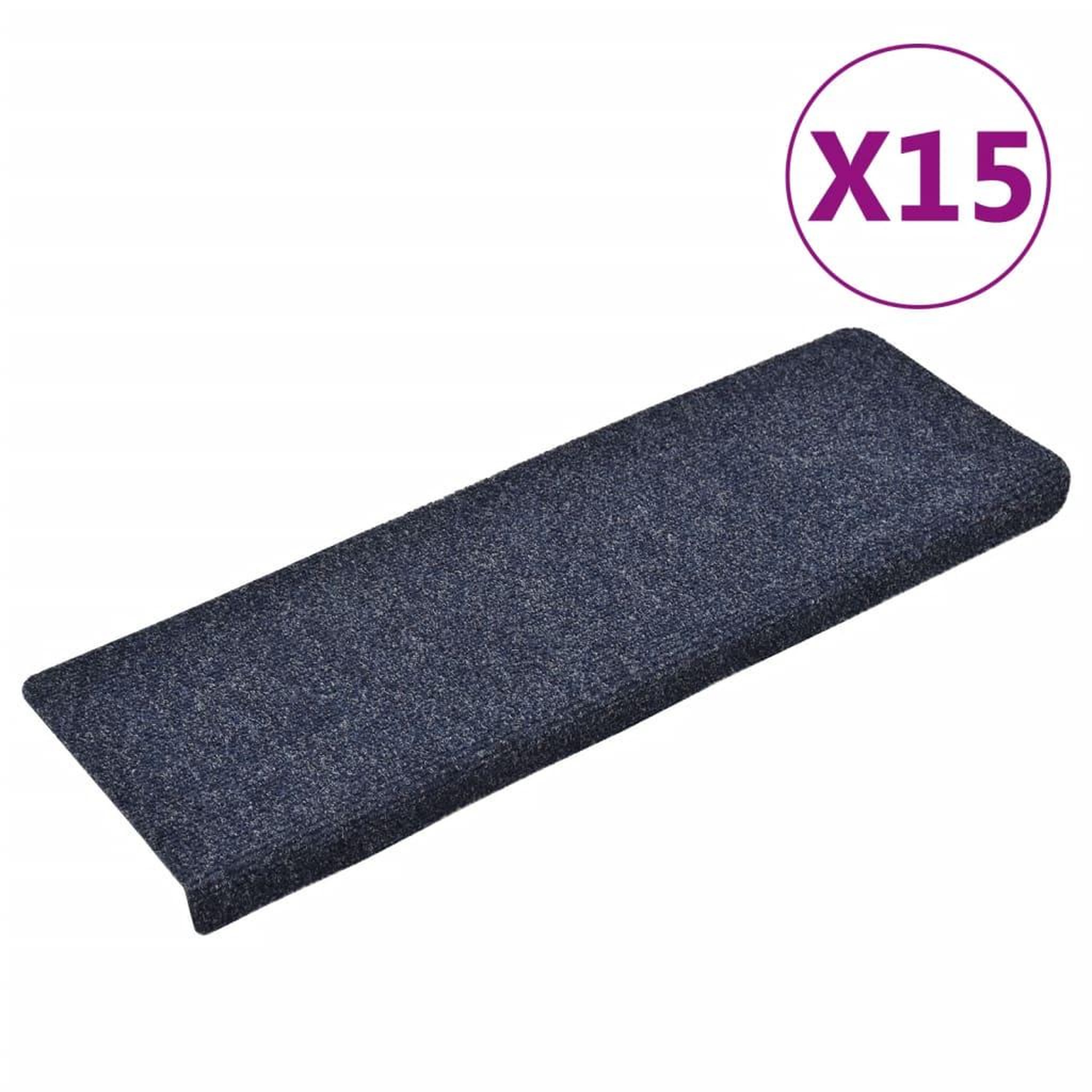 Voir la diapositive 2 : VIDAXL Tapis d'escalier 15 pcs Tissu aiguillete 65x21x4 cm Bleu