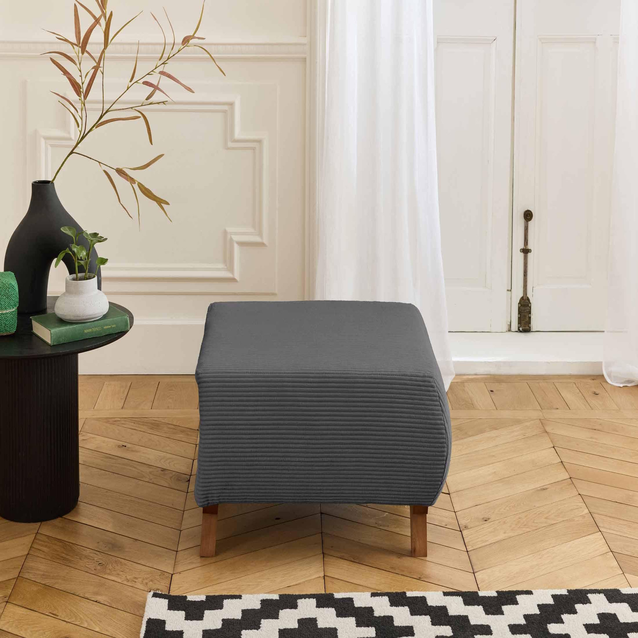 Voir la diapositive 2 : BEST MOBILIER Cristal - pouf modulable - 65 cm - en velours côtelé