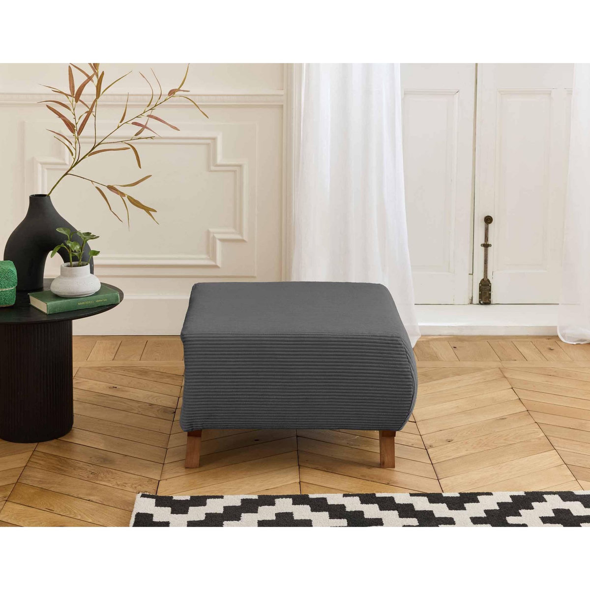 BEST MOBILIER Cristal - pouf modulable - 65 cm - en velours côtelé