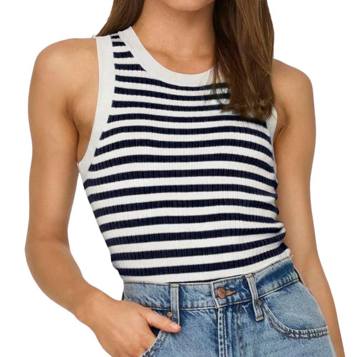 JACQUELINE DE YONG Top à Rayures Marine/Ecru Femme JDY Aya