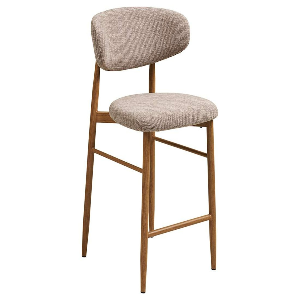 LISA DESIGN Eddie - lot de 2 tabourets en tissu texturé - pieds en acier effet bois
