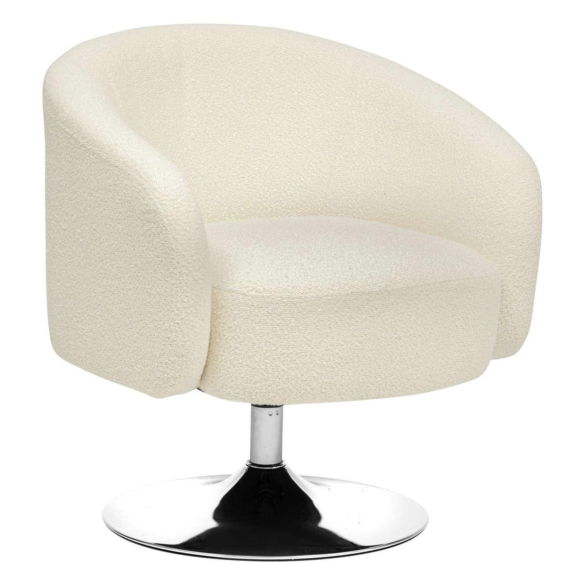 Voir la diapositive 1 : ATMOSPHERA Fauteuil pivotant en bouclette EDITH - Blanc