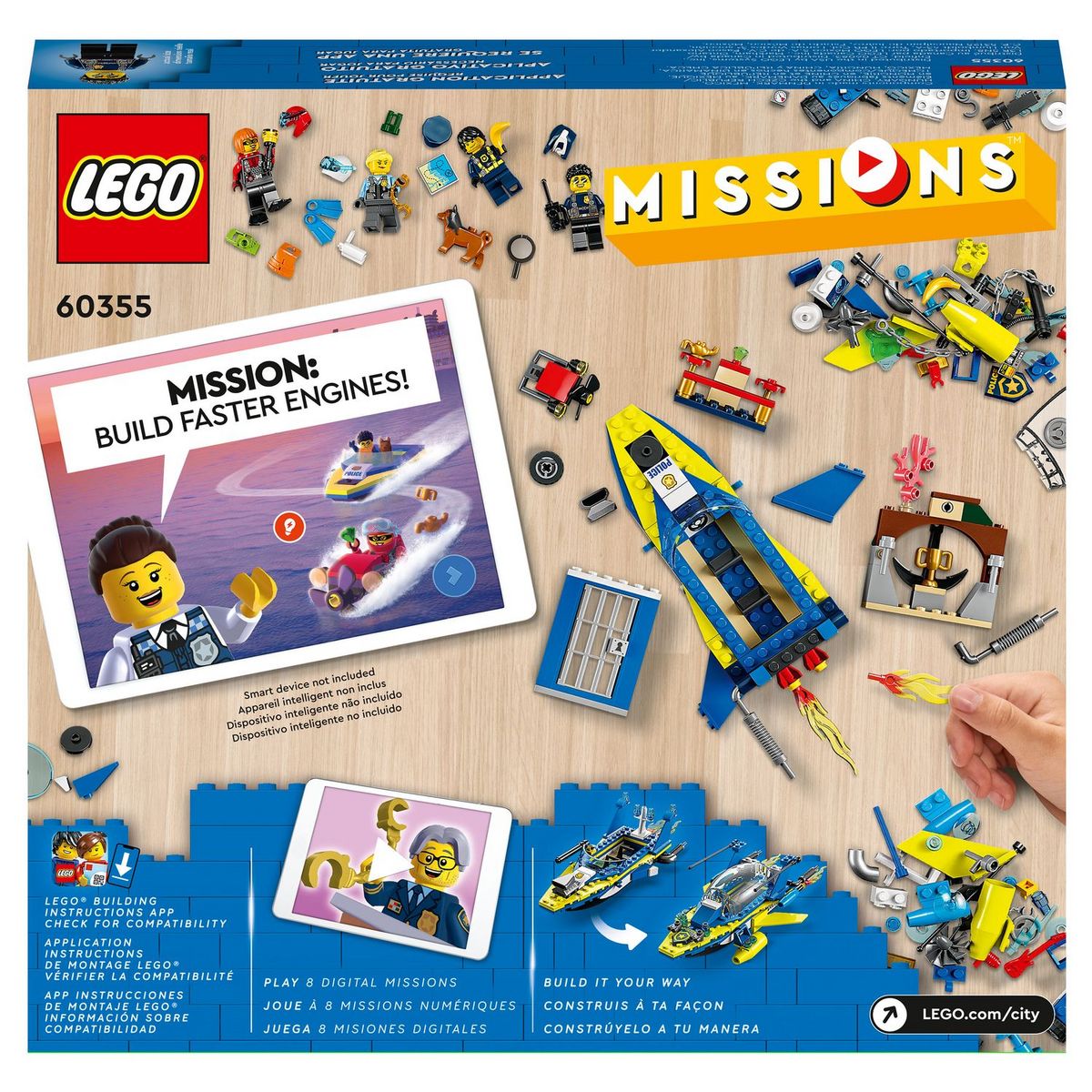 LEGO City 60355 Mission détective de la police sur l'eau, Jouet Interactif avec Bateau