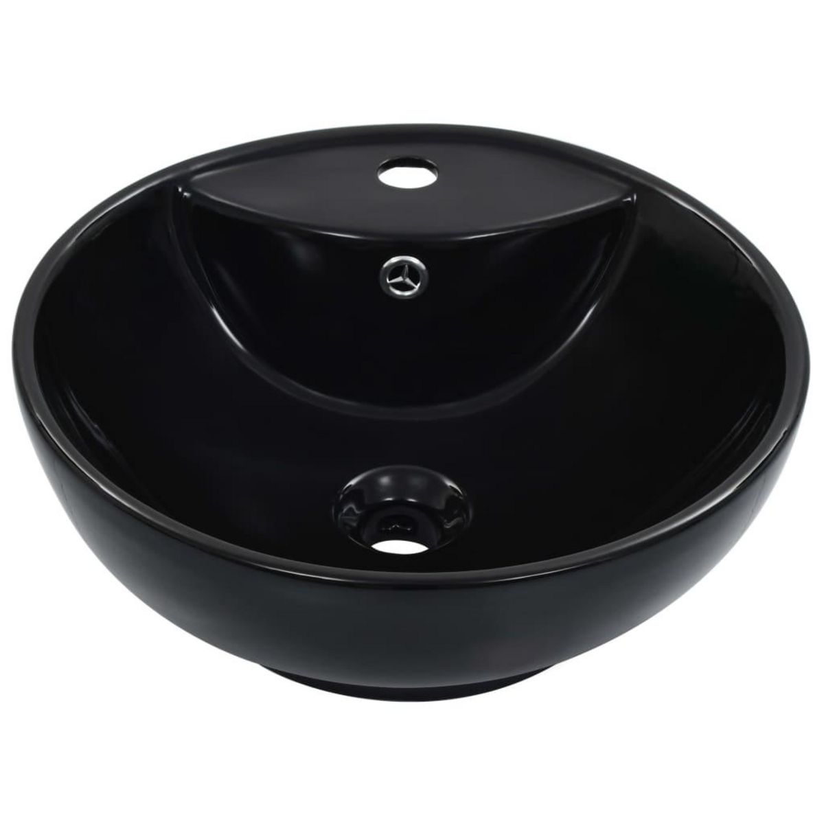 VIDAXL Lavabo avec trop-plein 46,5 x 18 cm Ceramique Noir