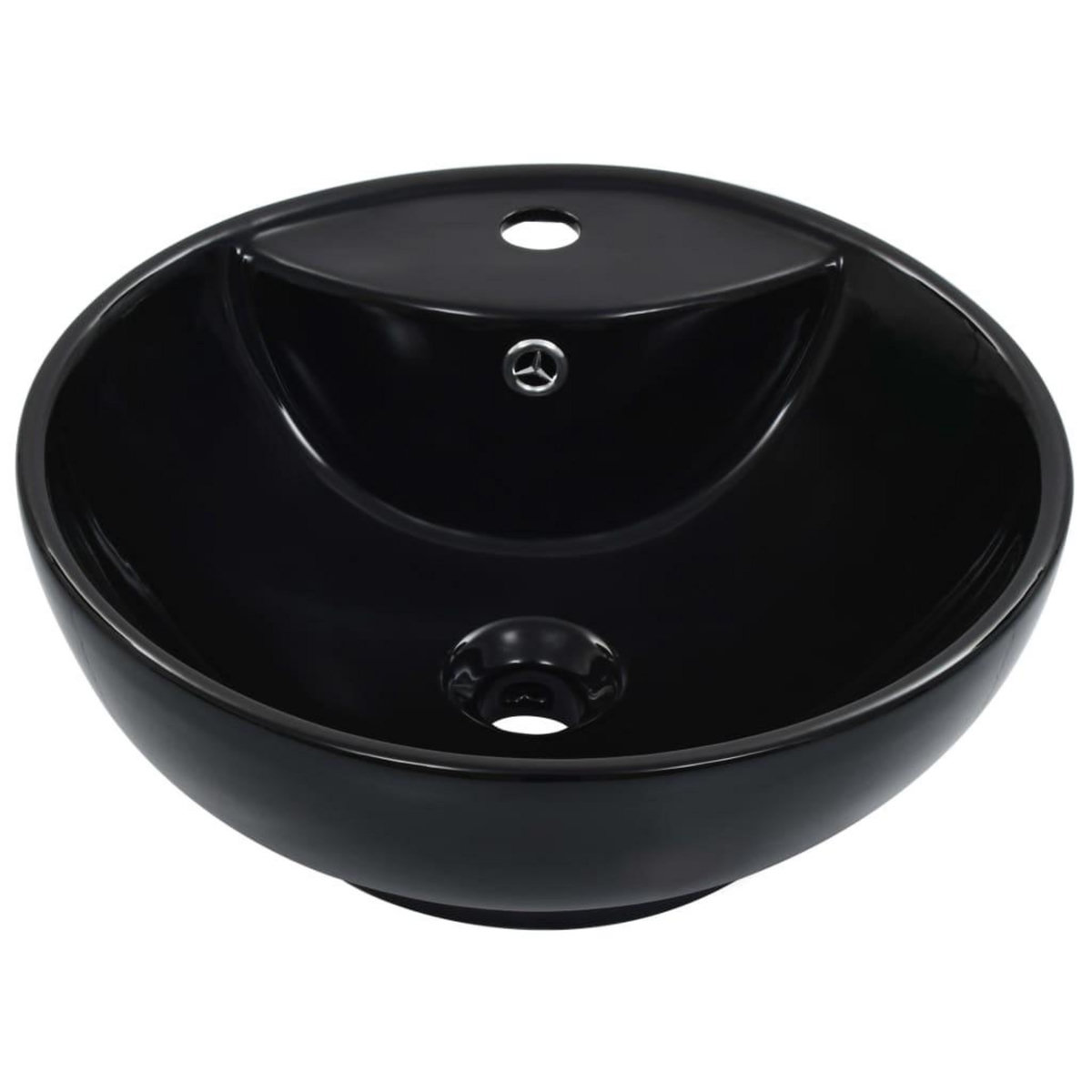VIDAXL Lavabo avec trop-plein 46,5 x 18 cm Ceramique Noir