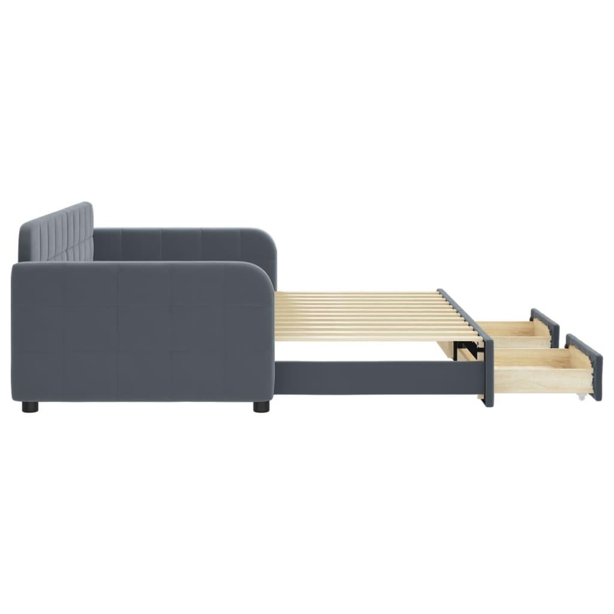 Voir la diapositive 4 : VIDAXL Lit de jour avec gigogne et tiroirs sans matelas 90x200 cm