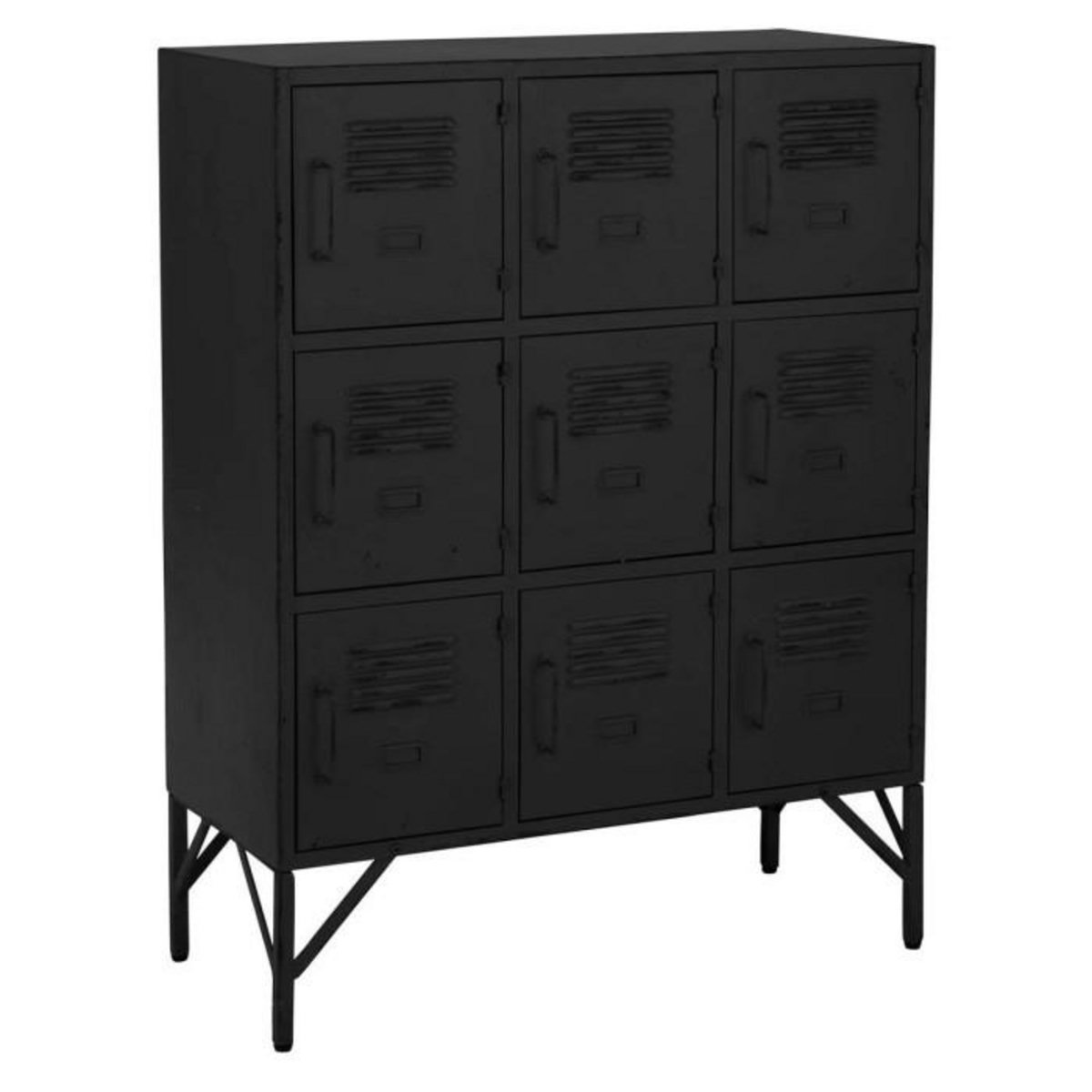 Paris Prix Commode 9 Portes en Métal  Popa  113cm Noir