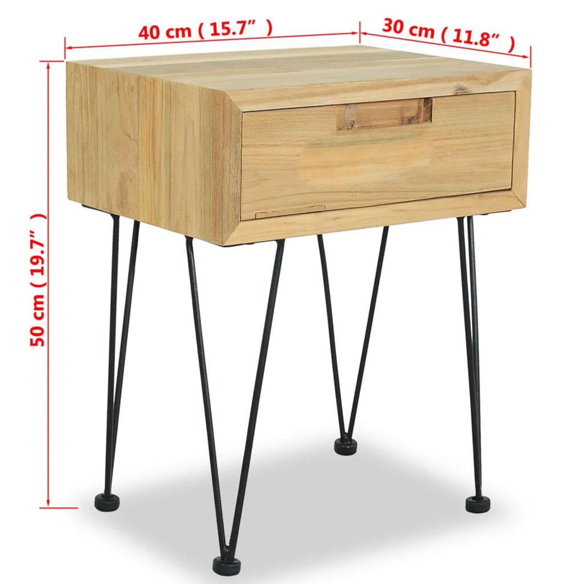 VIDAXL Table de chevet 40x30x50 cm Teck