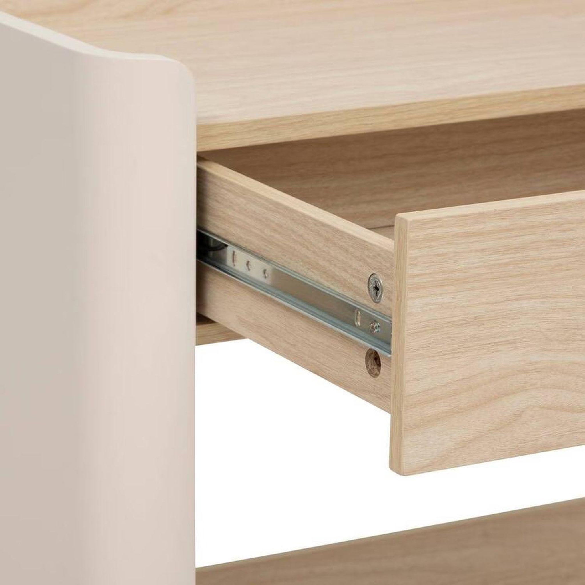 Voir la diapositive 4 : FIVE Console effet bois 1 tiroir roundy - beige