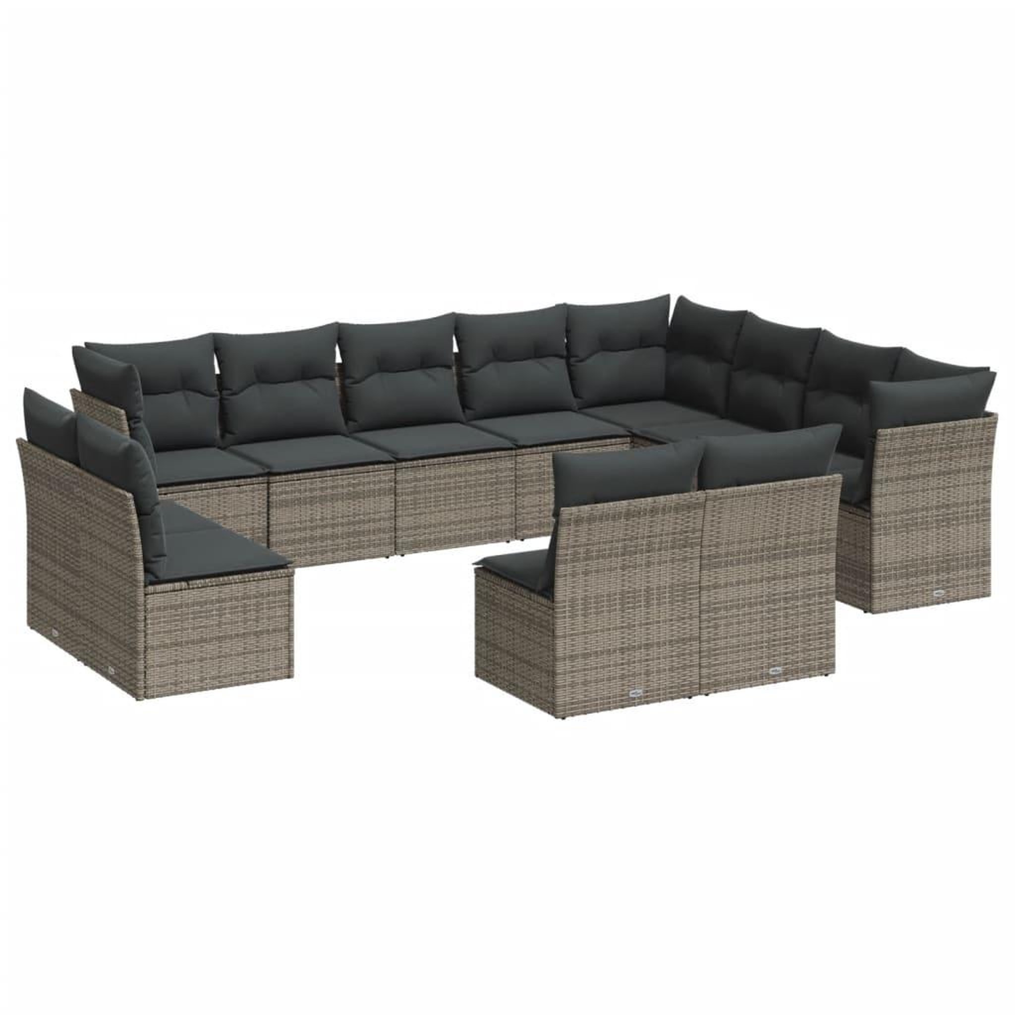 Voir la diapositive 2 : VIDAXL Salon de jardin avec coussins 12 pcs gris resine tressee