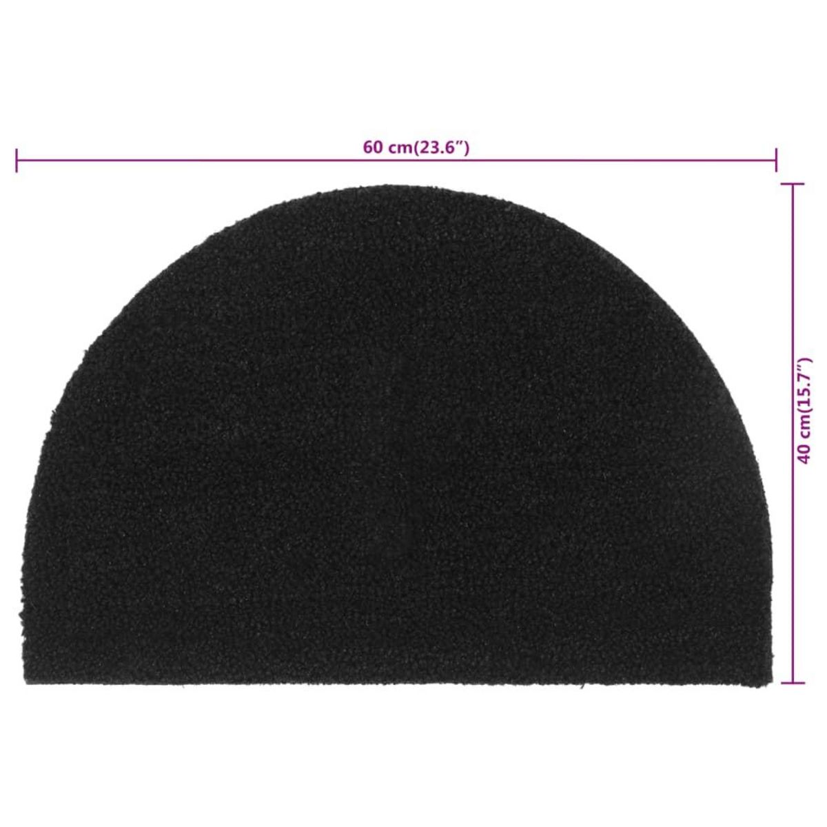 VIDAXL Tapis de porte noir demi-rond 40x60 cm fibre de coco touffete