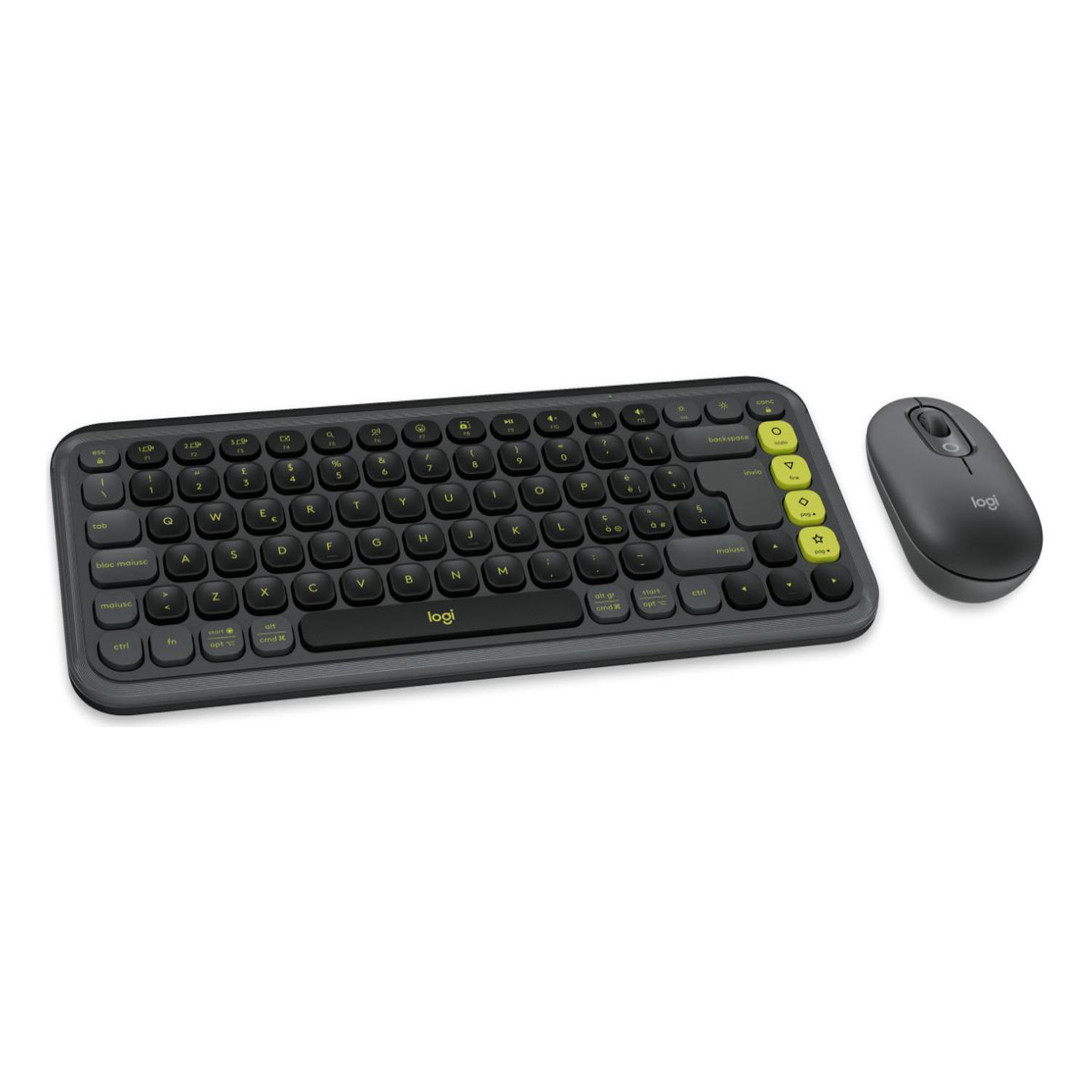 Voir la diapositive 3 : Logitech Logitech pop icon combo clavier souris incluse universel bluetooth qwerty indien graphite, vert