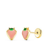 L'ATELIER D'AZUR Boucles d'Oreilles Or 18 Carats 750 Jaune et émail - Fraises