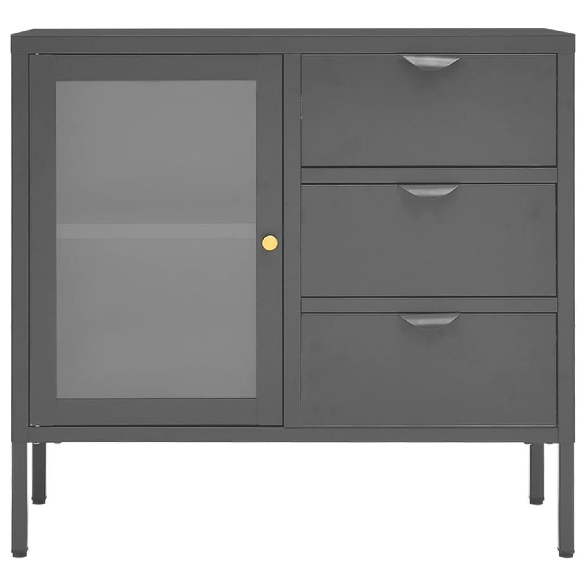 Voir la diapositive 3 : VIDAXL Buffet Anthracite 75x35x70 cm Acier et verre trempe