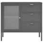 Voir la diapositive 3 : VIDAXL Buffet Anthracite 75x35x70 cm Acier et verre trempe