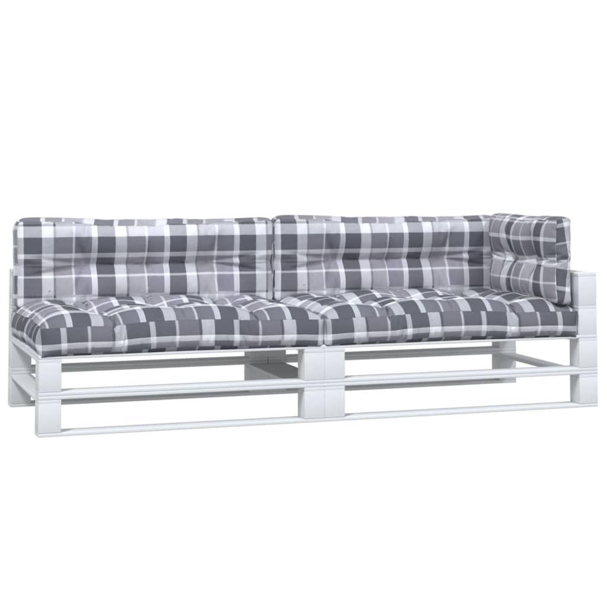 Voir la diapositive 3 : VIDAXL Coussins de palette lot de 5 motif a carreaux gris tissu