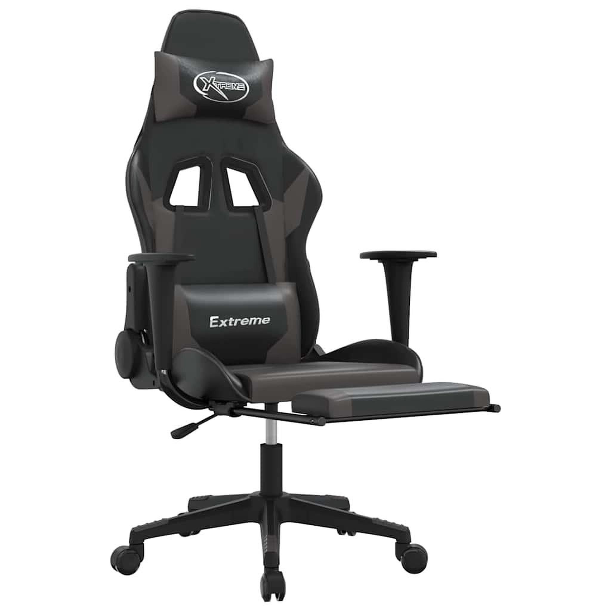 Voir la diapositive 3 : VIDAXL Chaise de jeu de massage et repose-pied Noir et gris Similicuir