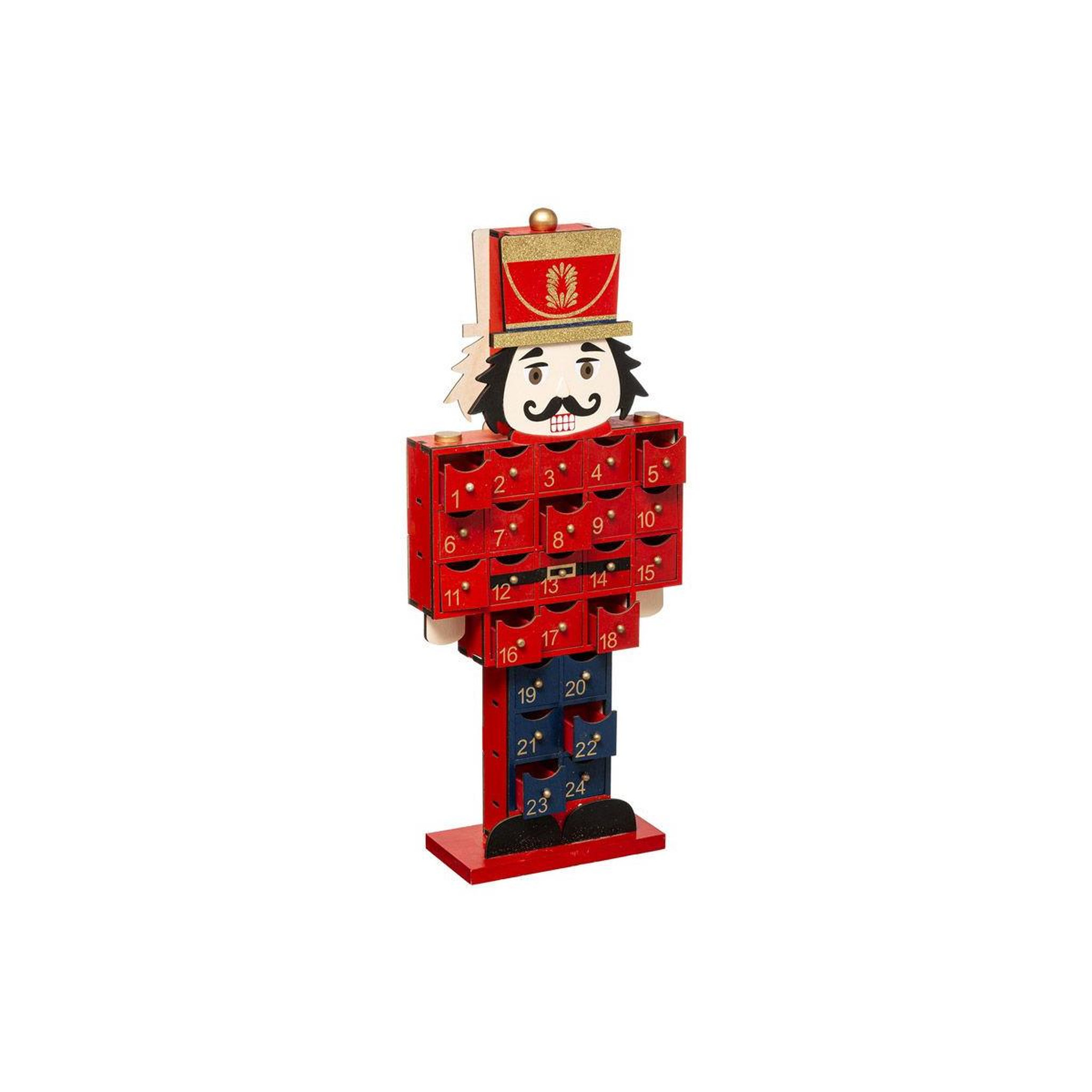 FEERIC LIGHT & CHRISTMAS Calendrier de l'avent casse noisette  la piste  47cm rouge