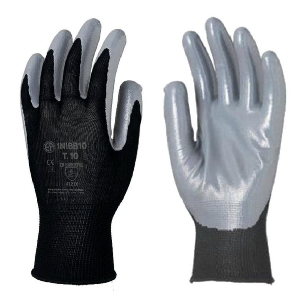 Coverguard Gant tricoté polyester EUROTECHNIQUE enduit nitrile noir gris T7 COVERGUARD 1NIBB07