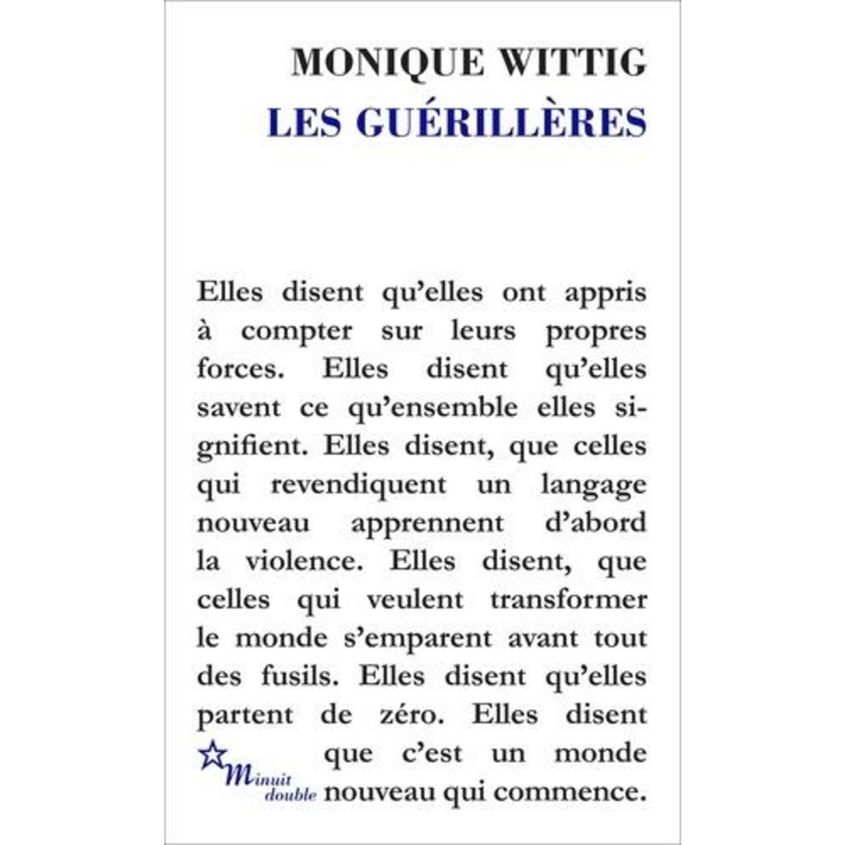LES GUERILLERES, Wittig Monique