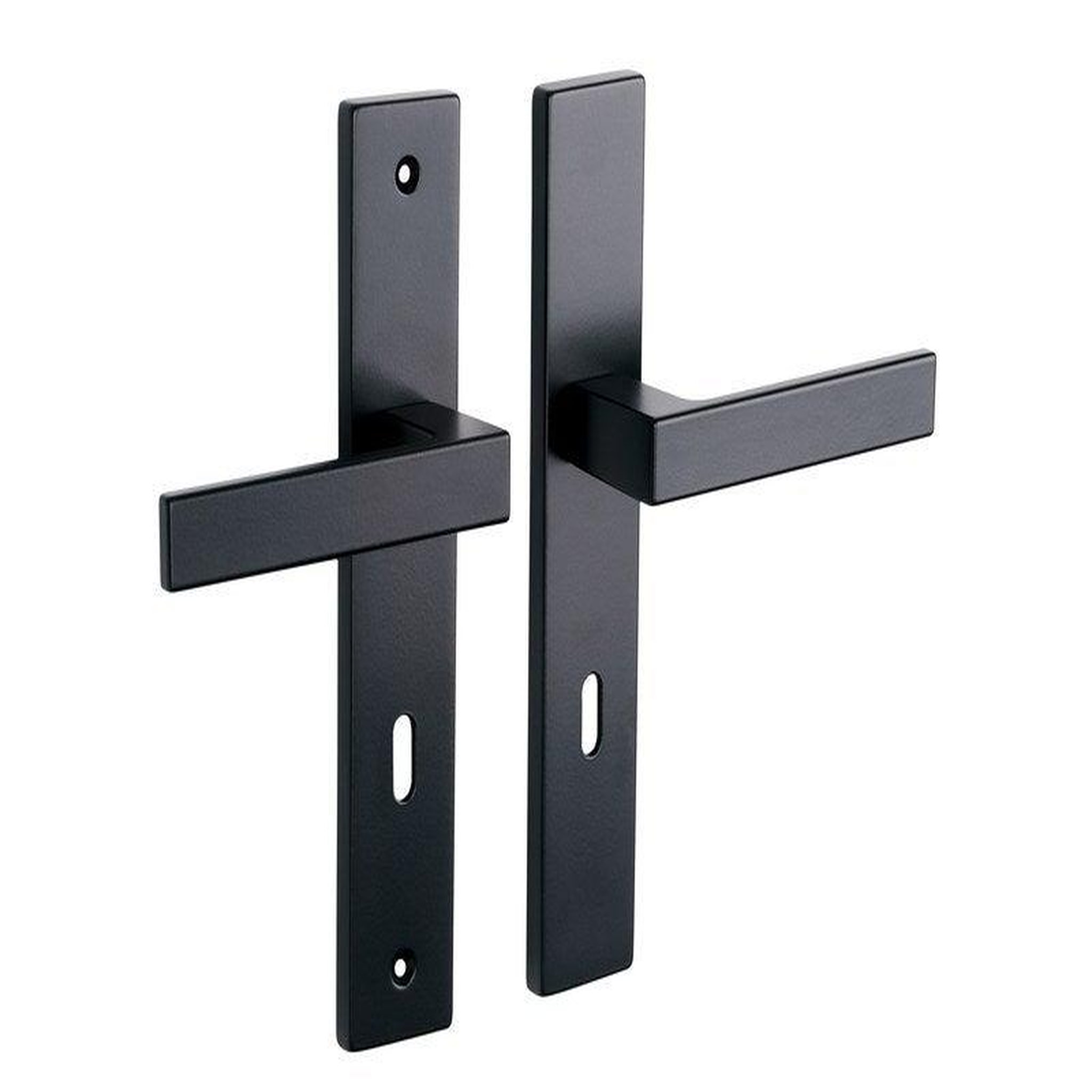 CENTRALE BRICO 2 poignees de porte Nathan/loft trou de cle ALPERTEC, acier entraxe 195 mm