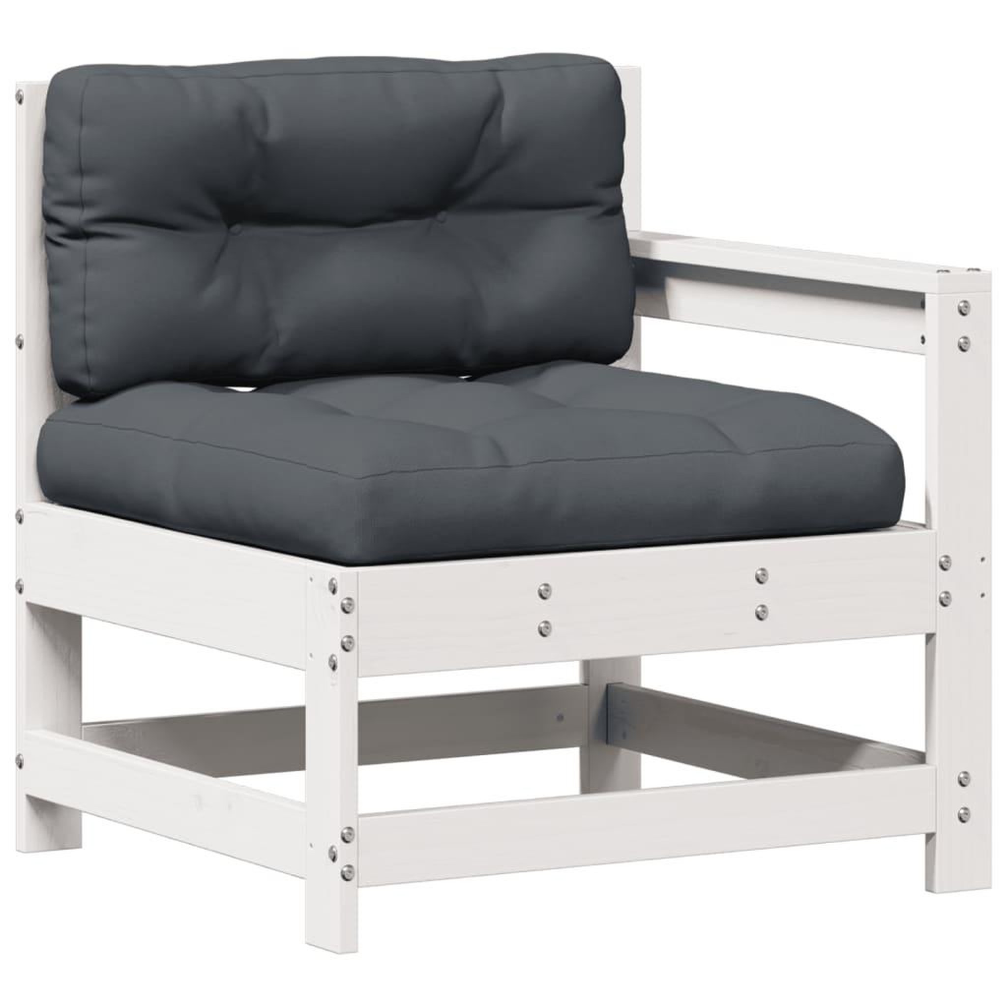 Voir la diapositive 4 : VIDAXL Salon de jardin 3 pcs avec coussins blanc bois de pin massif