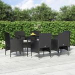 VIDAXL Ensemble a manger de jardin avec coussins 7 pcs Noir
