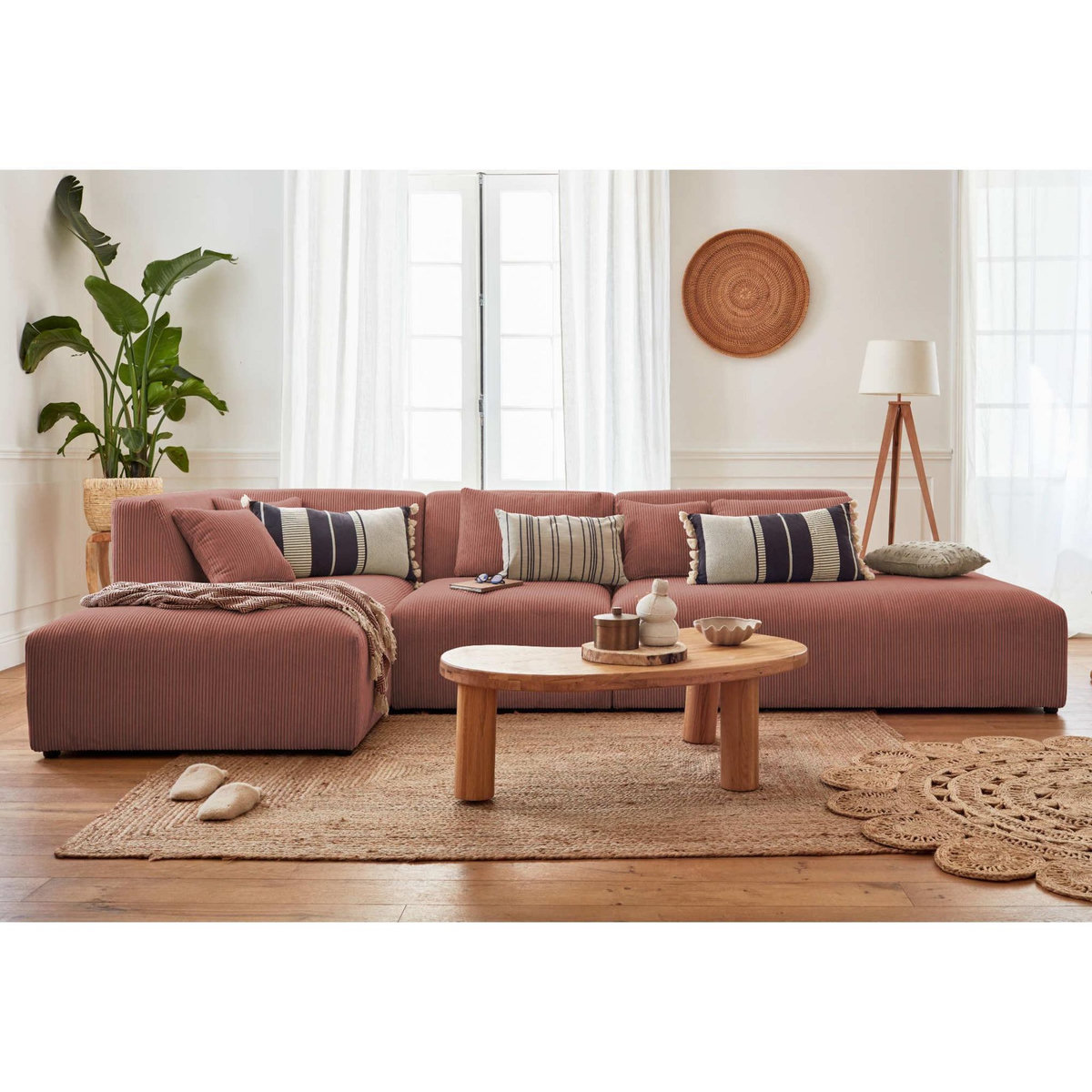 LISA DESIGN Victoire - canapé modulable d'angle gauche - 5 places - en velours côtelé