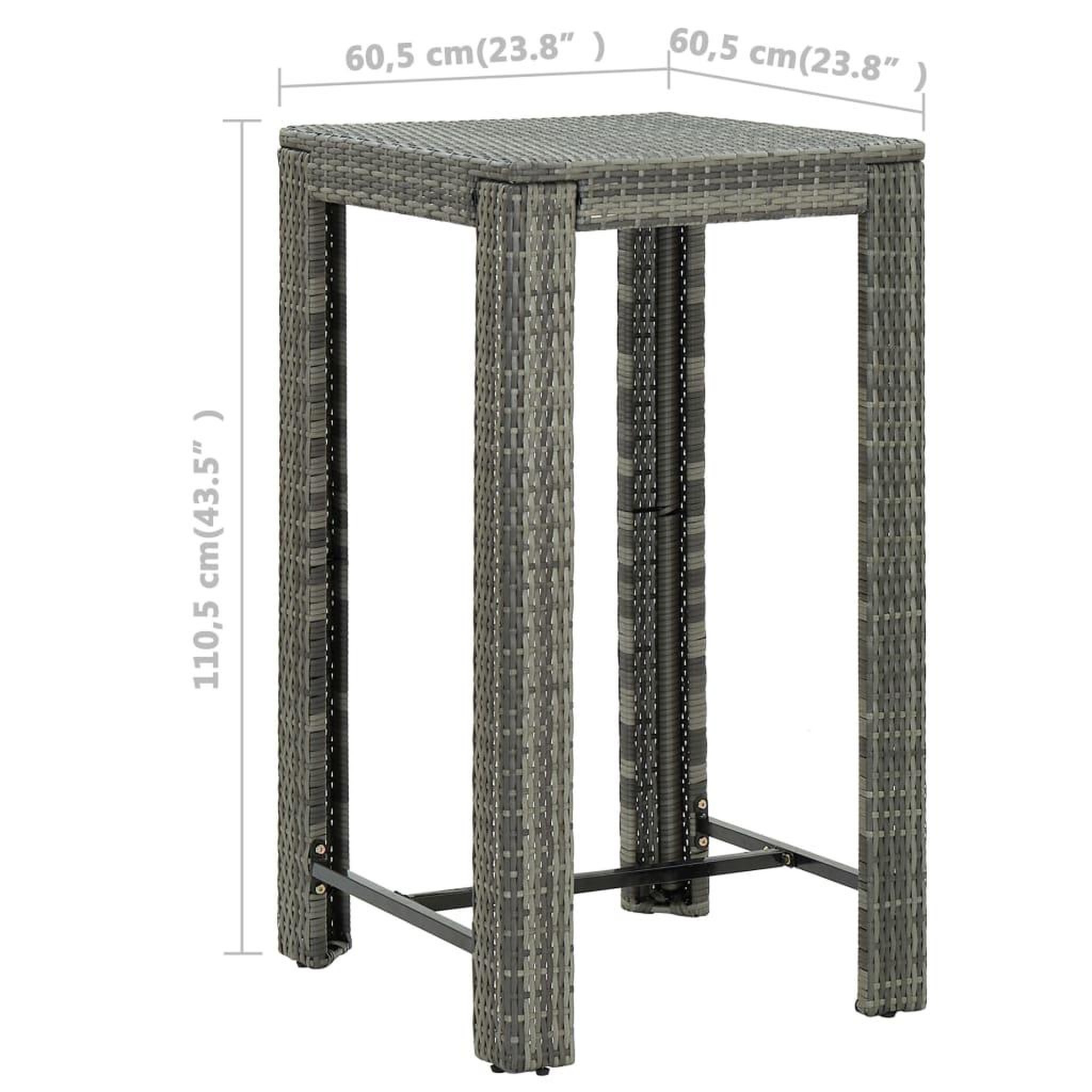 Voir la diapositive 6 : VIDAXL Ensemble de bar de jardin 5 pcs et coussins Resine tressee Gris