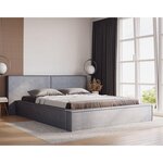 BEST MOBILIER Eros - lit coffre - 140x200 cm - sommier inclus - en velours. Coloris disponibles : Noir, Beige, Gris