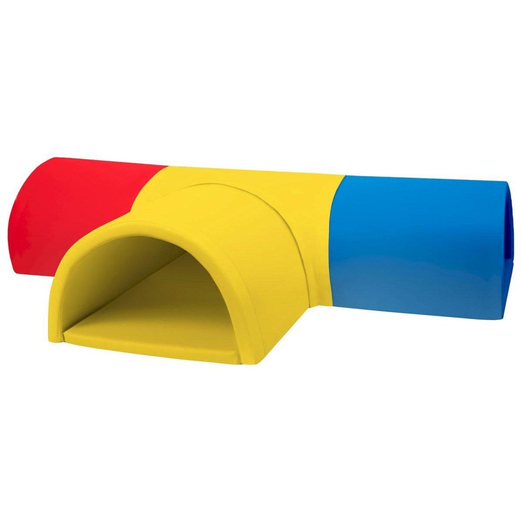 Voir la diapositive 2 : VELINDA Tunnel en T 4 pièces en mousse — jaune, bleu marine, rouge
