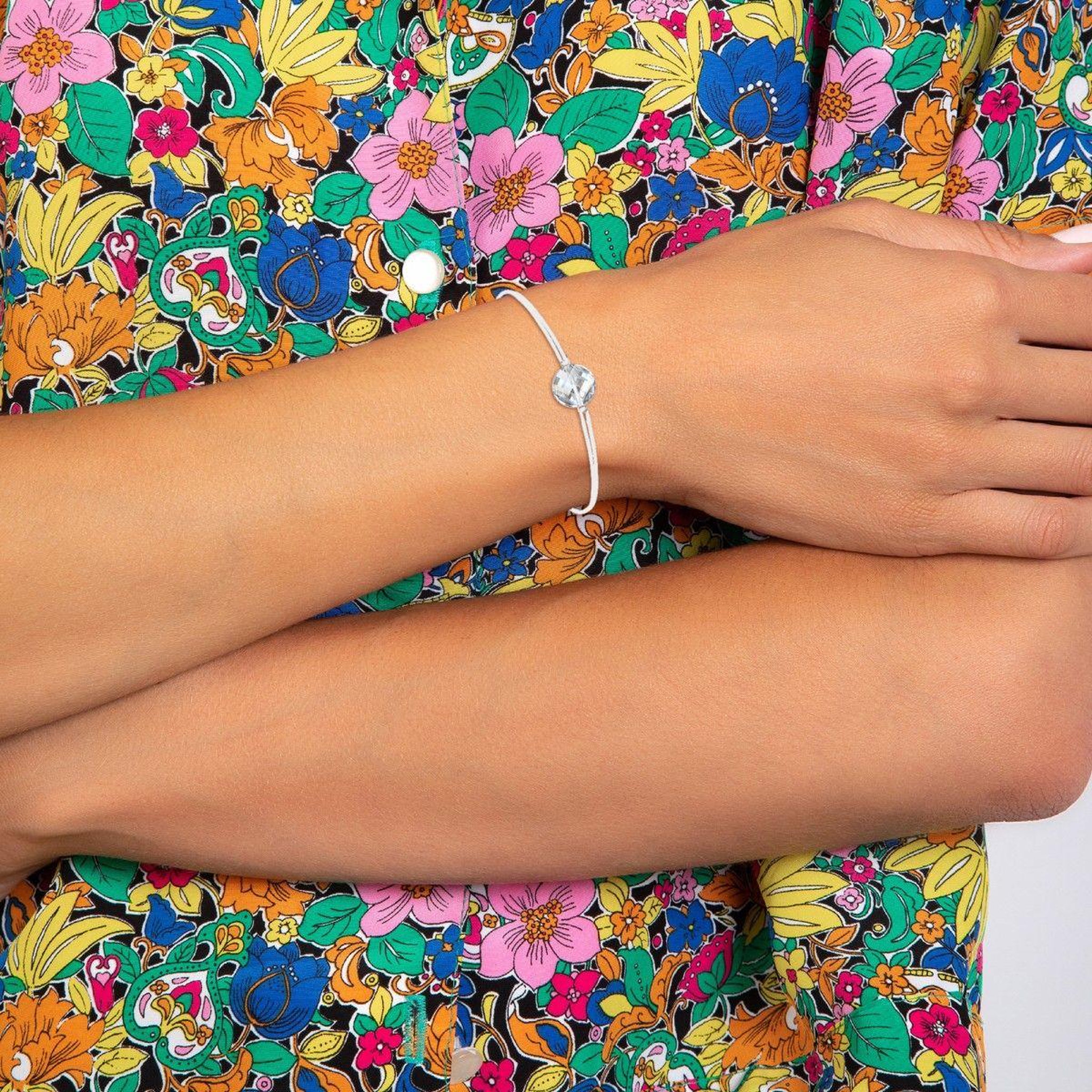 Voir la diapositive 2 : SC CRYSTAL Bracelet élastique blanc SC Crystal orné d'un Cristal scintillant