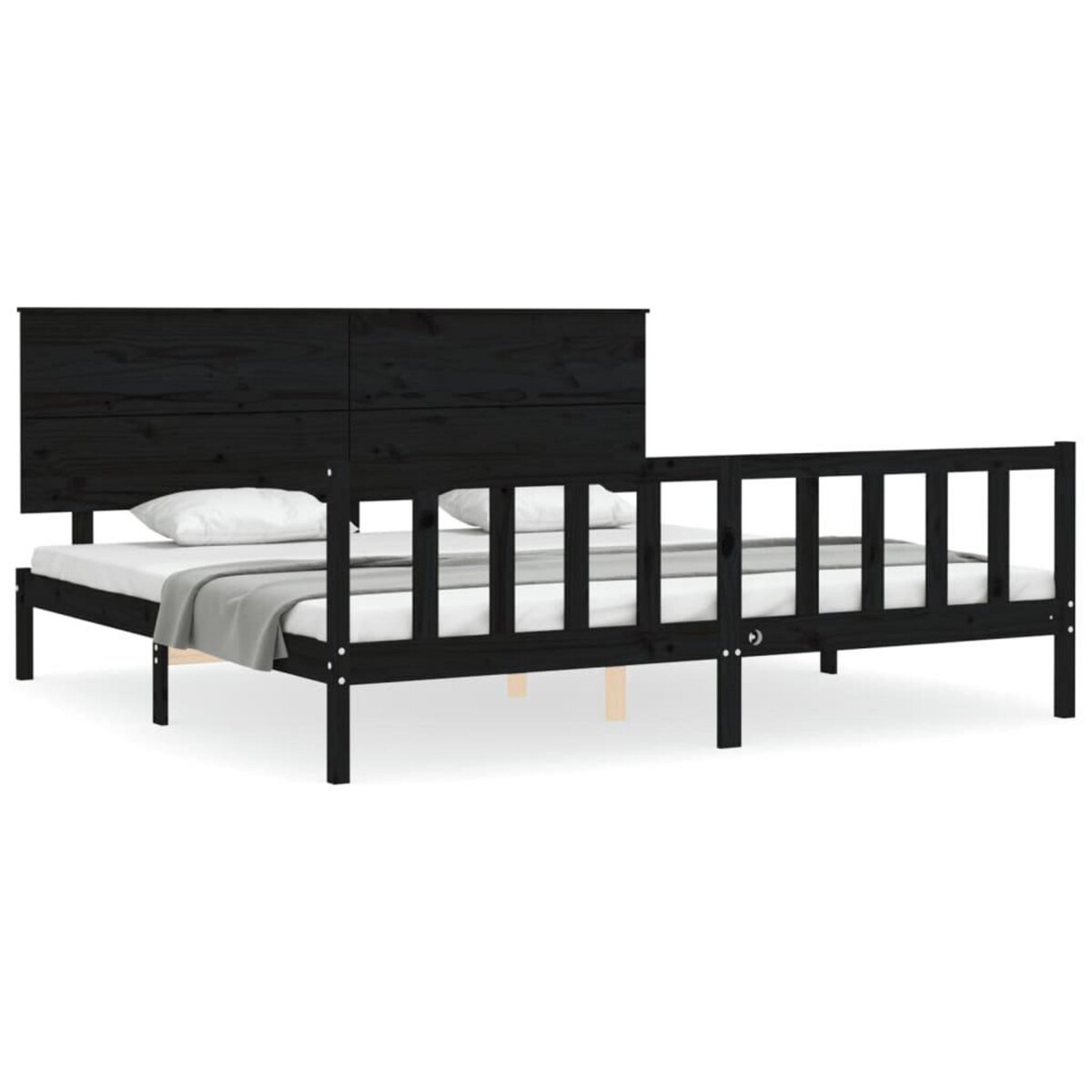 VIDAXL Cadre de lit sans matelas noir 200x200 cm bois massif de pin