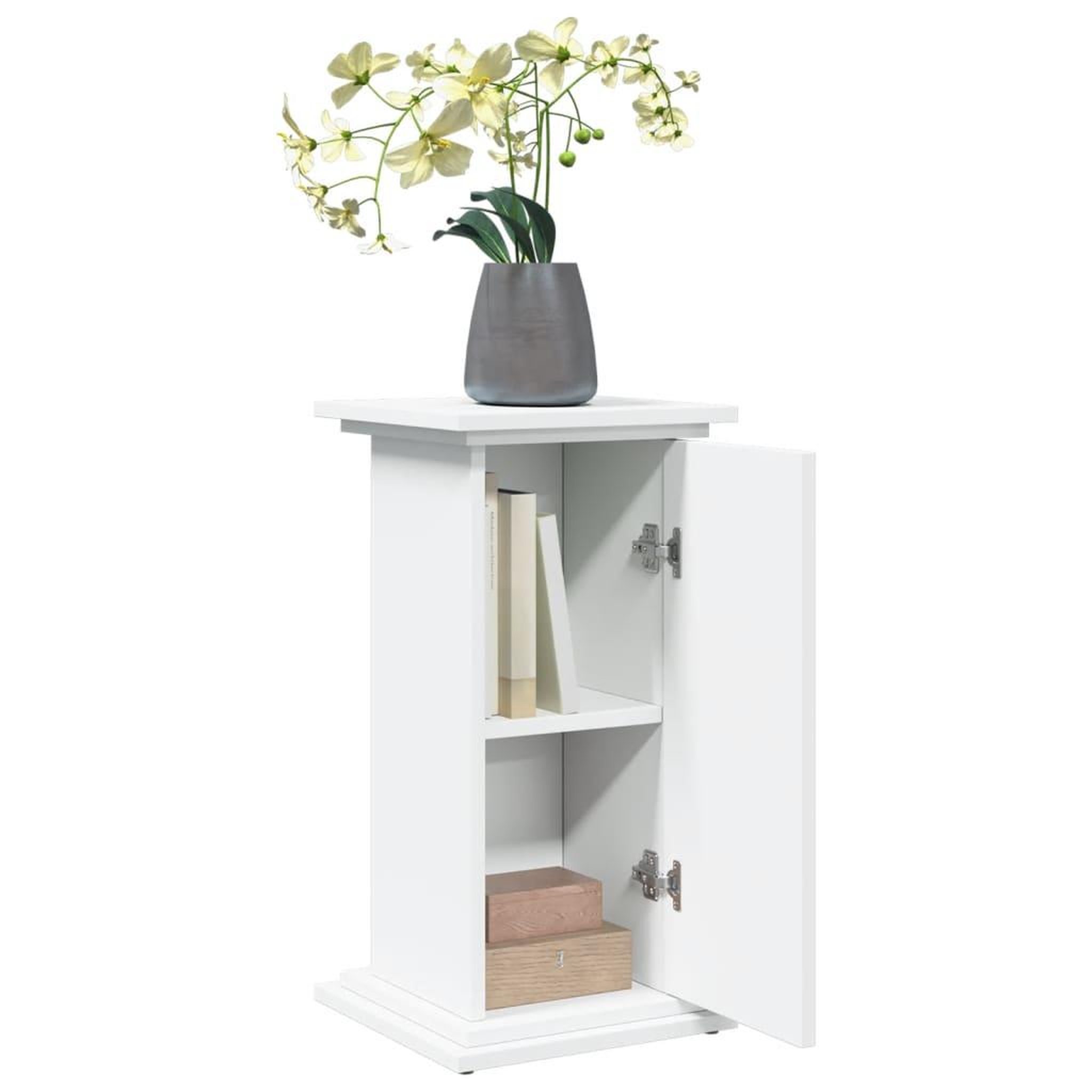 Voir la diapositive 4 : VIDAXL Piedestal avec rangement blanc 31x30x60 cm bois d'ingenierie