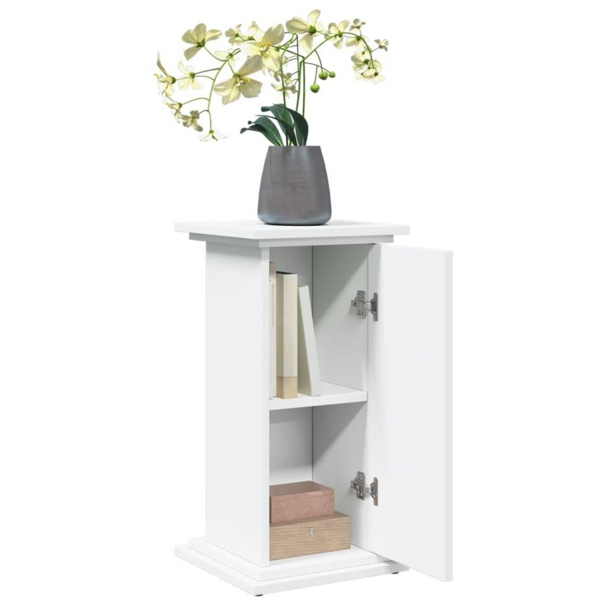 VIDAXL Piedestal avec rangement blanc 31x30x60 cm bois d'ingenierie