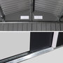 Voir la diapositive 5 : SWEEEK Abri de jardin en métal - Boulonnais - 10.85m² gris anthracite et blanc - Cabane à outils avec deux portes coulissantes. kit de fixation sol inclus. maison de rangement. remise