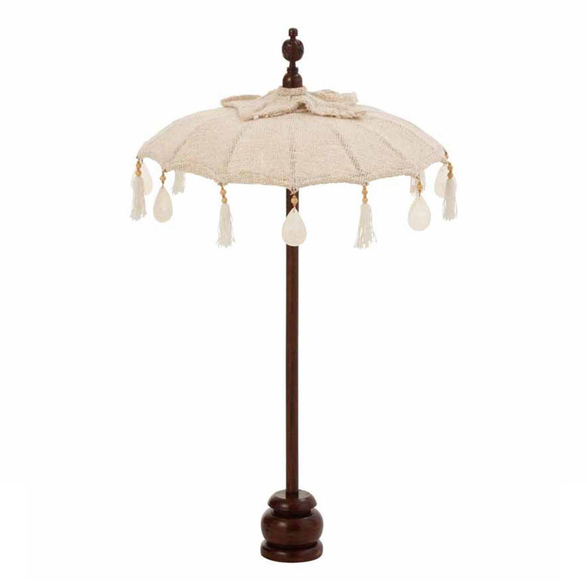 Voir la diapositive 1 : J-LINE Parasol Déco  Pompons & Coquillages  90cm Beige