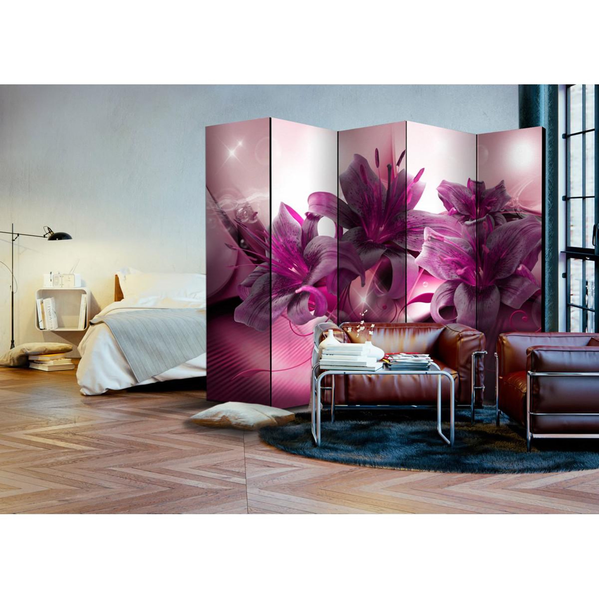 Voir la diapositive 2 : Paris Prix Paravent 5 volets  the purple flame  172x225cm