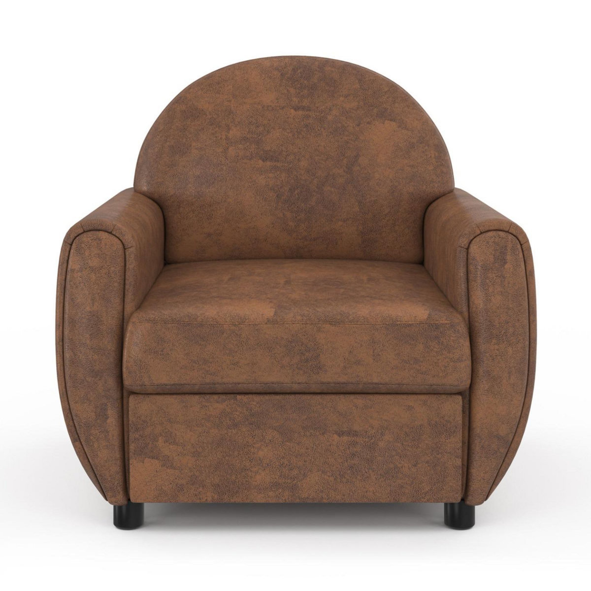 ID MARKET Fauteuil CLUB vintage GASTON marron foncé effet vieilli