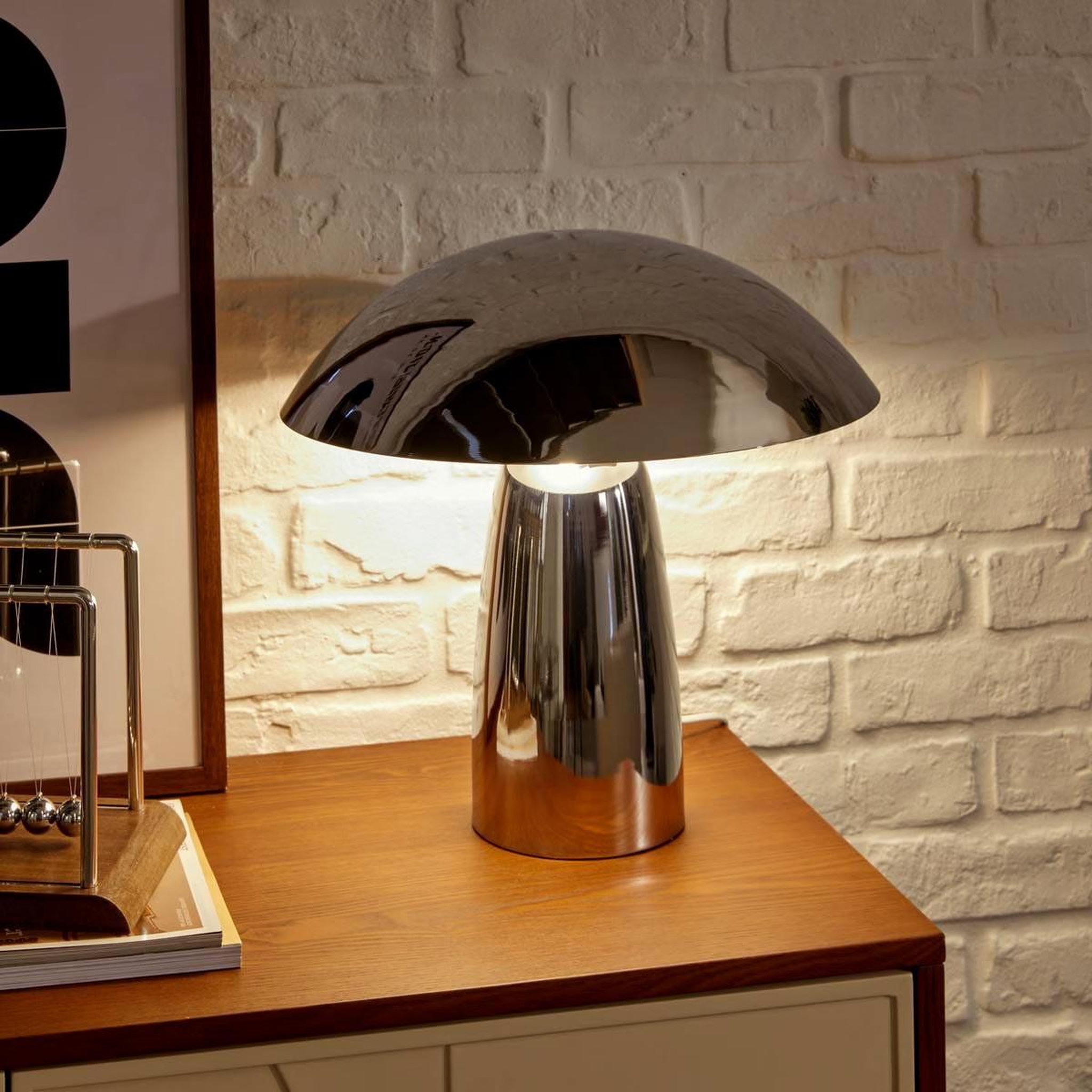 Voir la diapositive 6 : ATMOSPHERA Lampe à poser champignon  omia  36cm argent