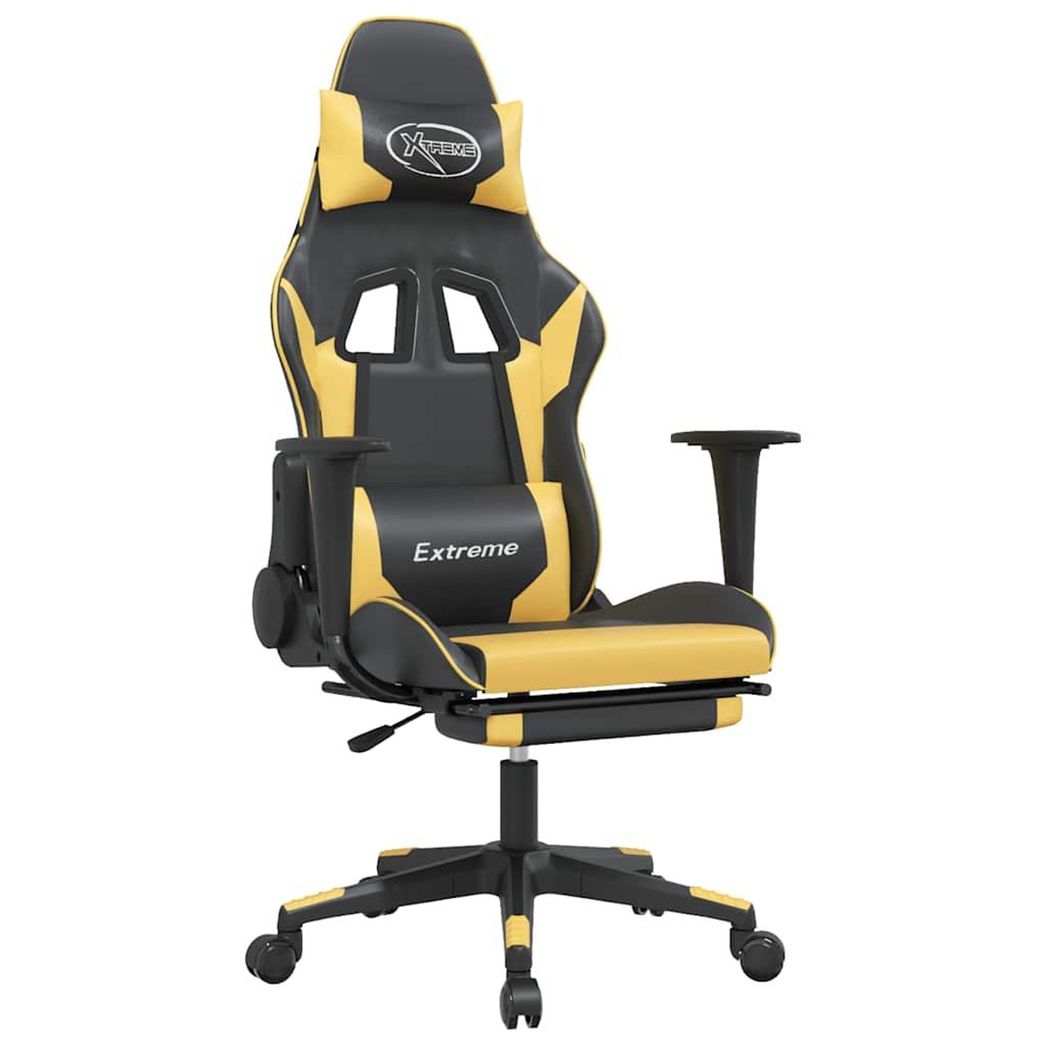 Voir la diapositive 2 : VIDAXL Chaise de jeu de massage et repose-pied Noir dore Similicuir