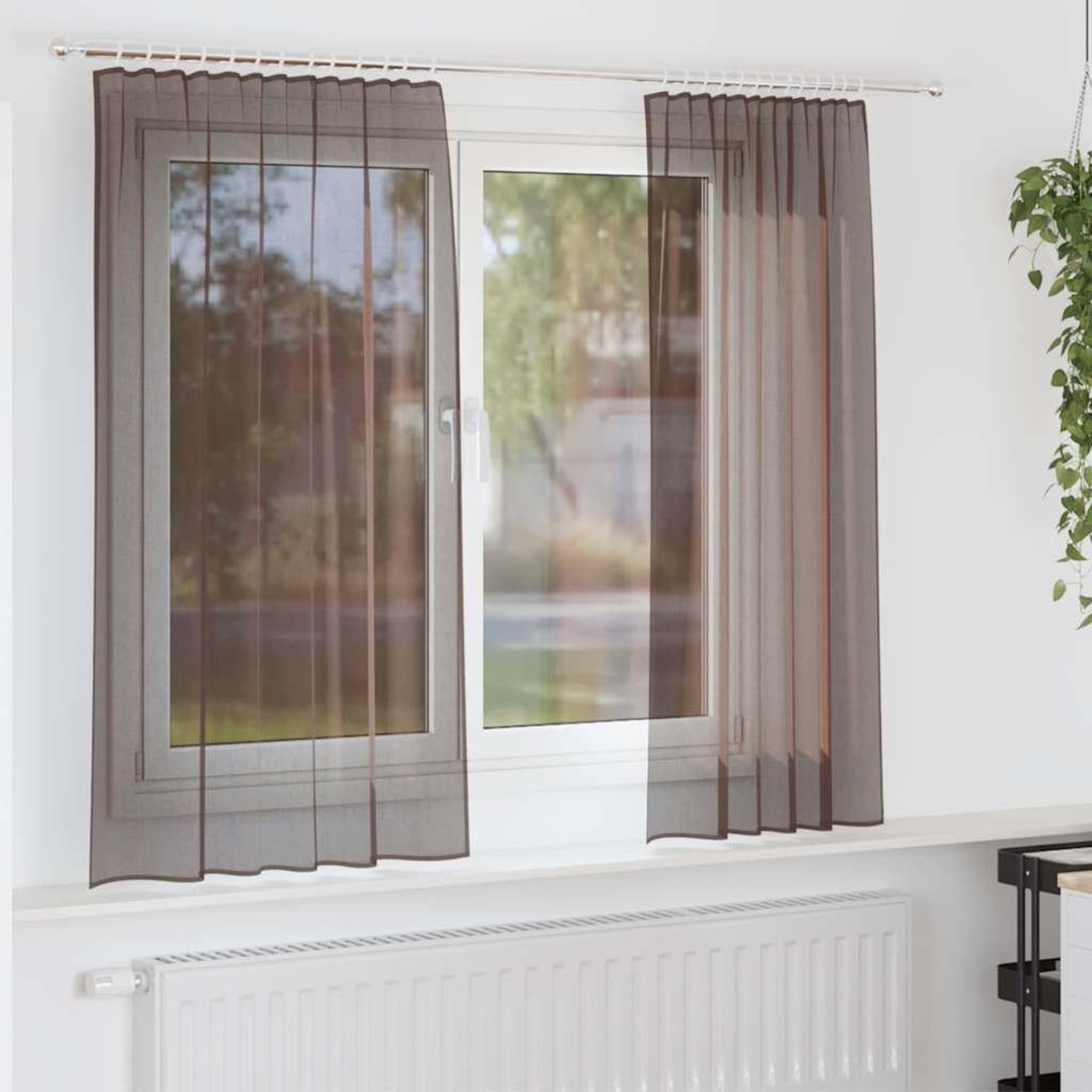 VIDAXL Rideaux en voile avec passants 2 pcs marron