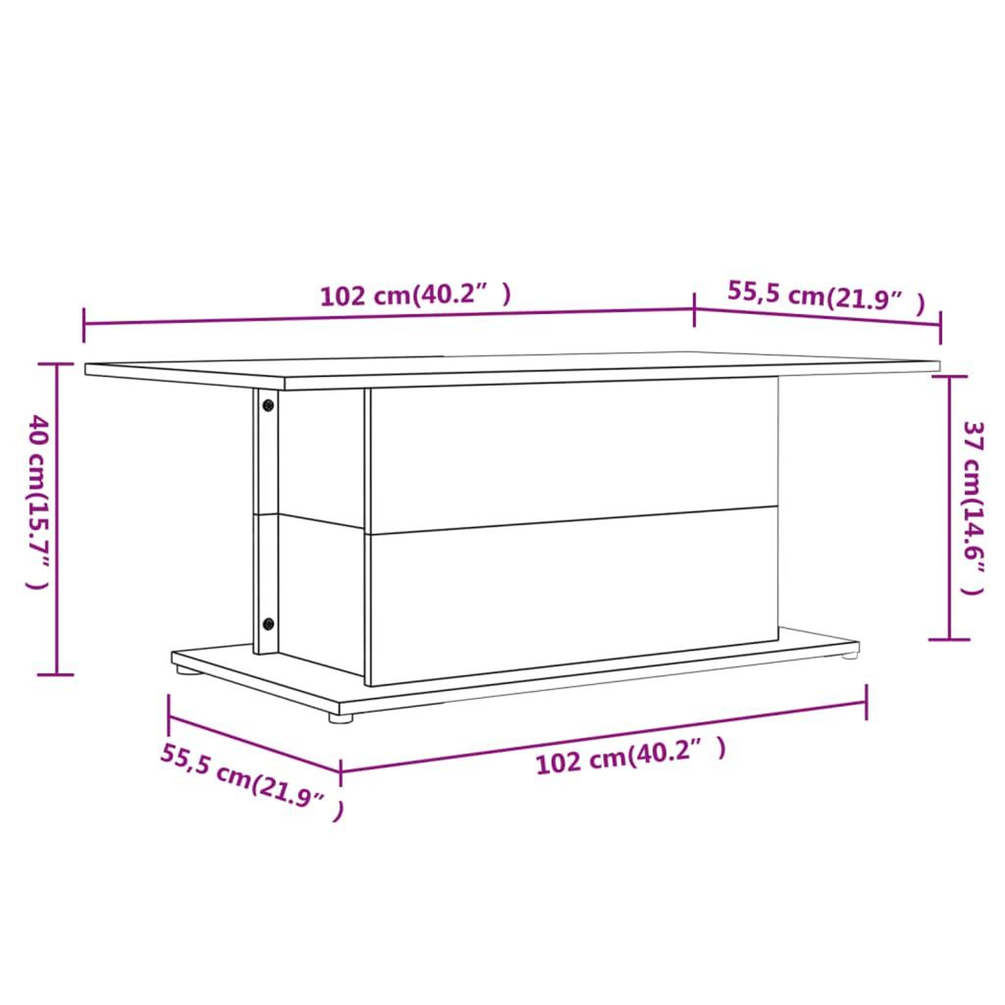 Voir la diapositive 6 : VIDAXL Table basse Sonoma gris 102x55,5x40 cm Bois d'ingenierie