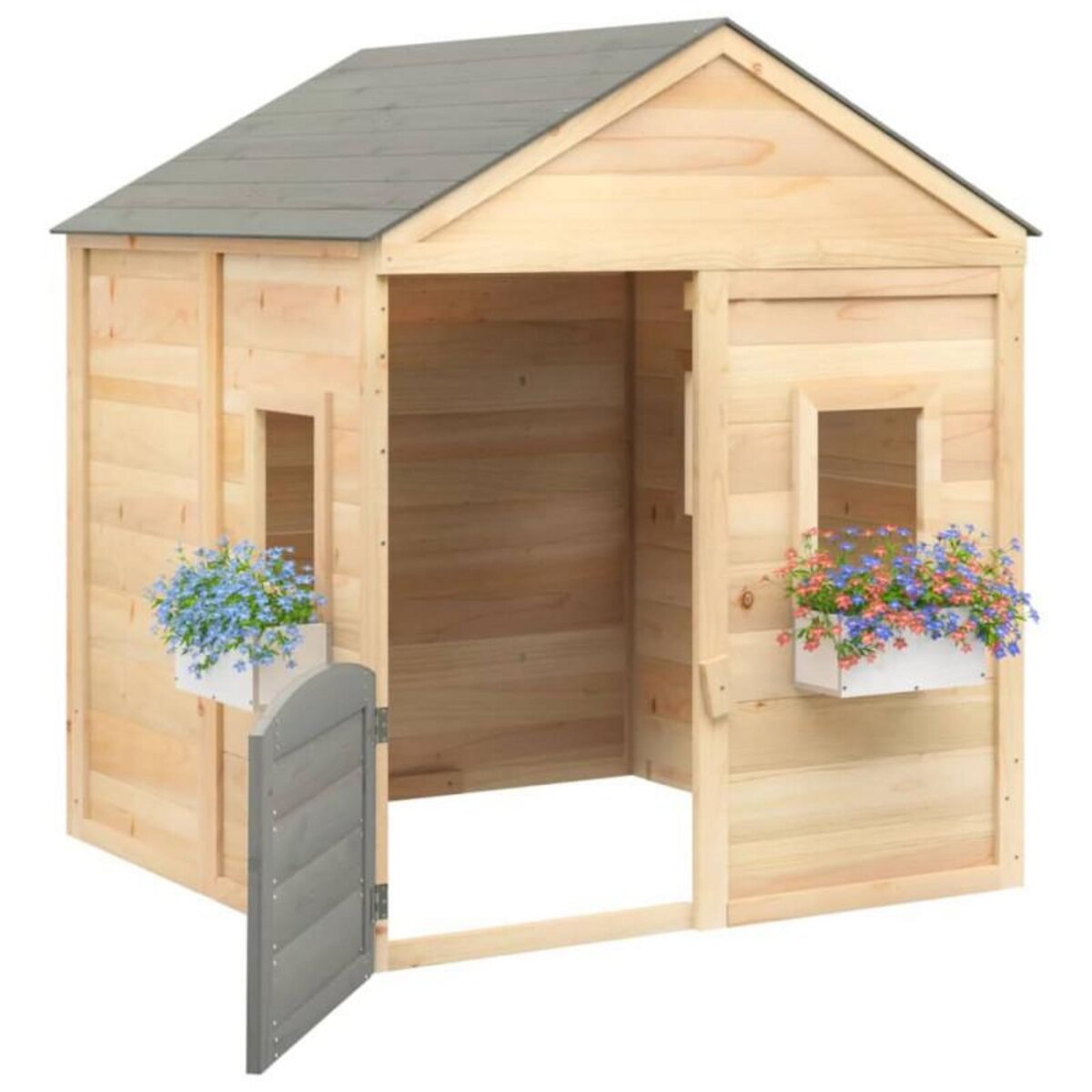 VIDAXL Maison de jeux et porte verrouillable fleurs bois massif sapin