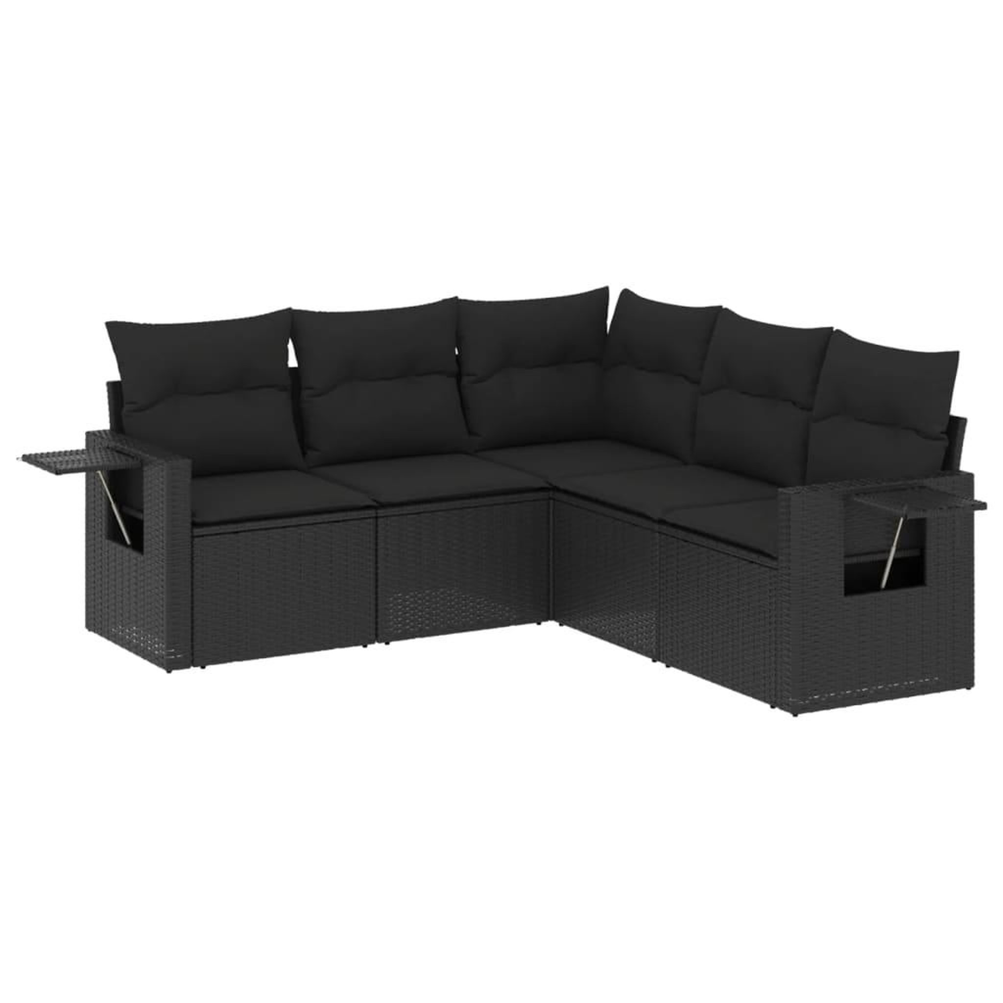 Voir la diapositive 2 : VIDAXL Salon de jardin 5 pcs avec coussins noir resine tressee