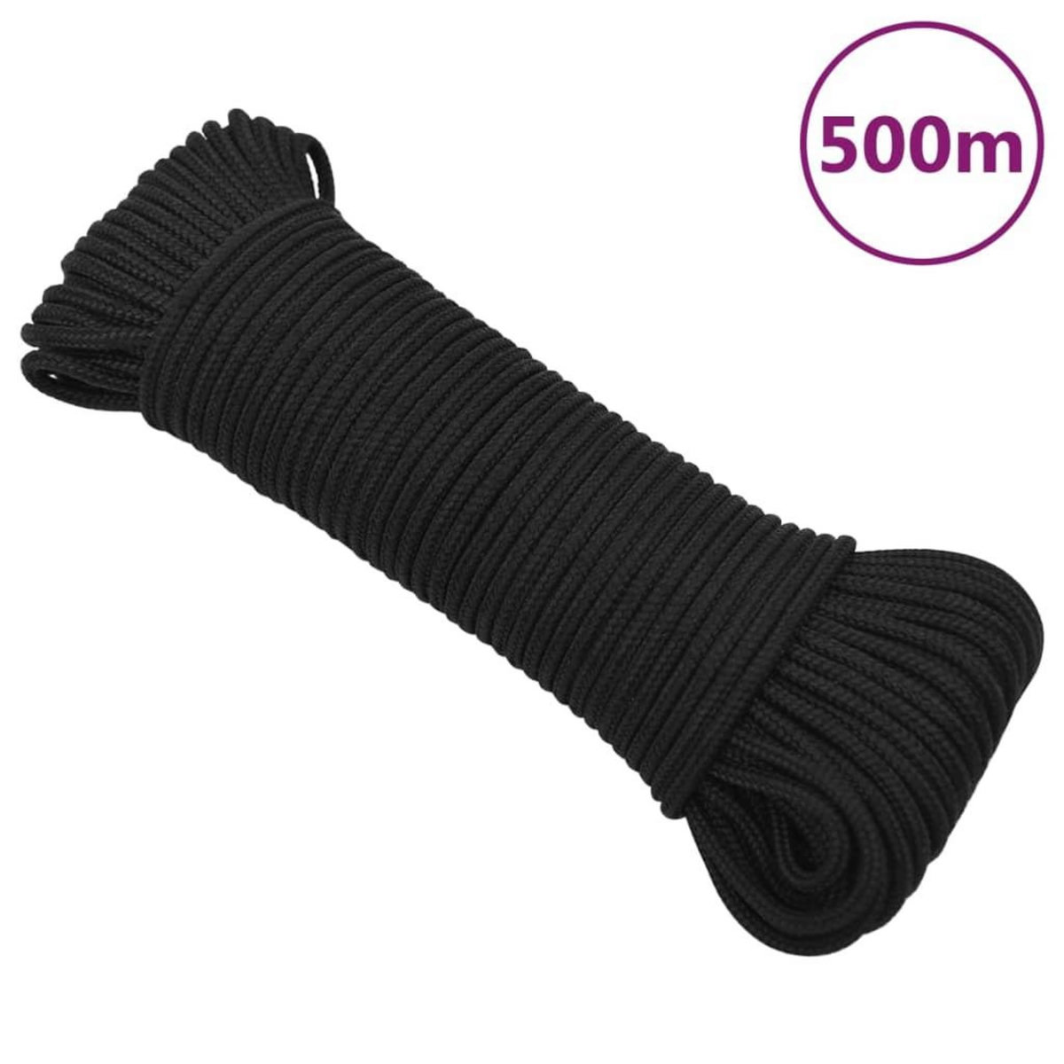 VIDAXL Corde de bateau Noir complet 5 mm 500 m Polypropylene